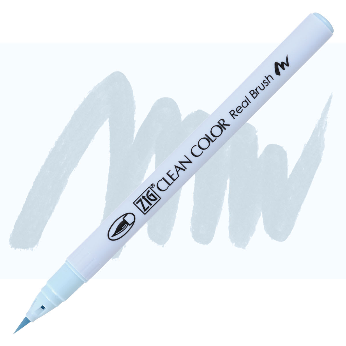 Kuretake Zig Clean Color Real Brush Pen - Haze Blue pen and swatch