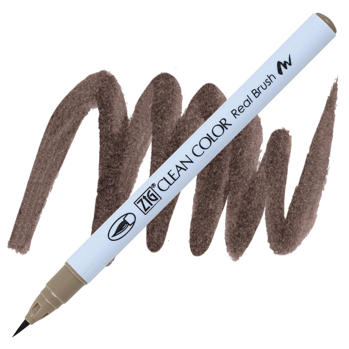 Kuretake Zig Clean Color Real Brush Pen - Mid Gray pen and swatch