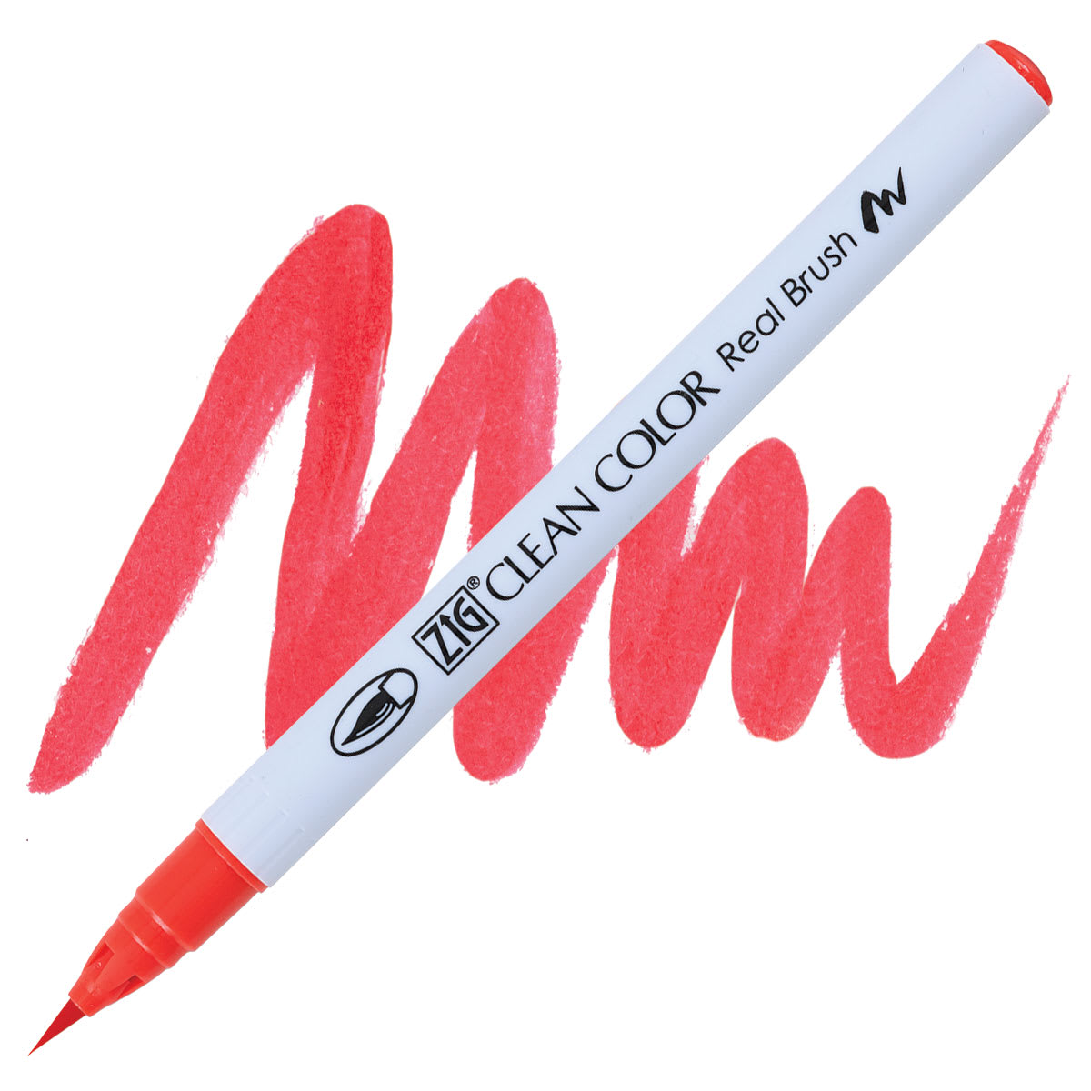 Kuretake Zig Clean Color Real Brush Pen - Red pen and swatch