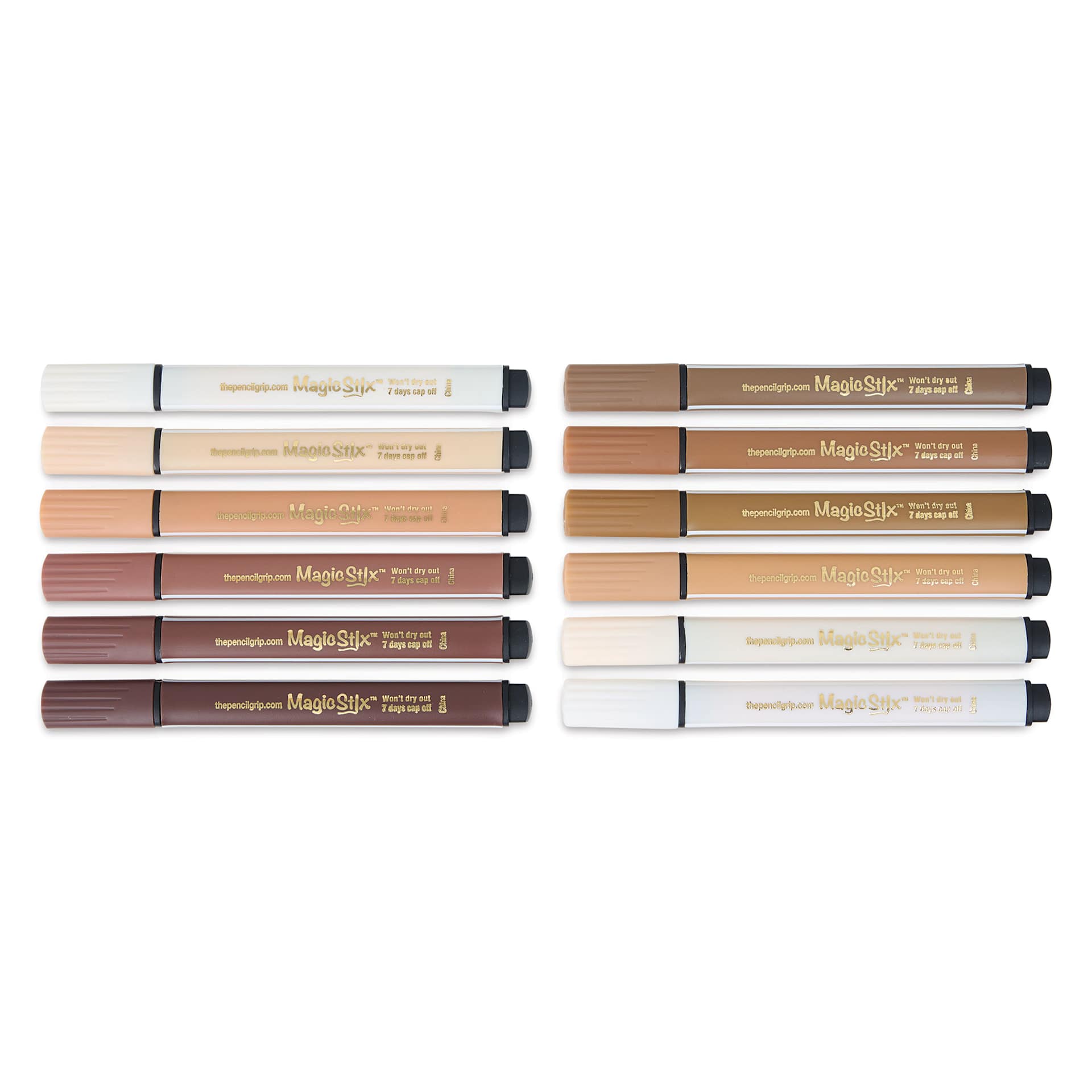 Magic Stix Triangular Markers - Set of 12, Global Skin Tones, out of packaging