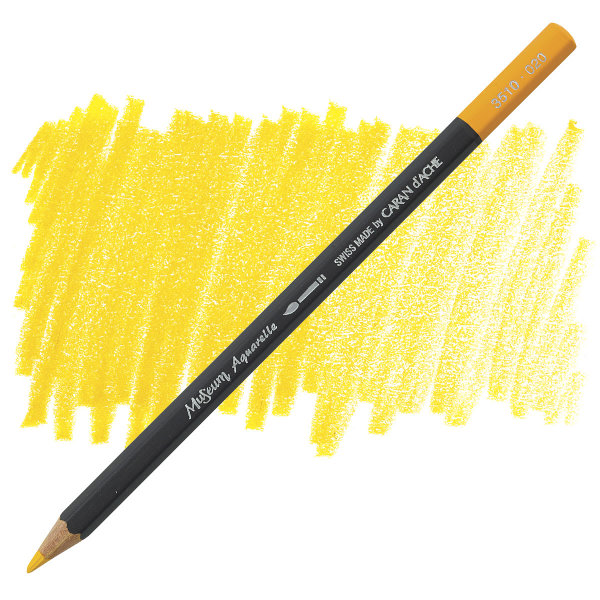 Caran D'Ache Museum Aquarelle Pencil - Golden Yellow pencil and swatch