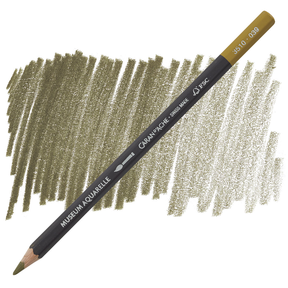 Caran D'Ache Museum Aquarelle Pencil - Olive Brown pencil and swatch