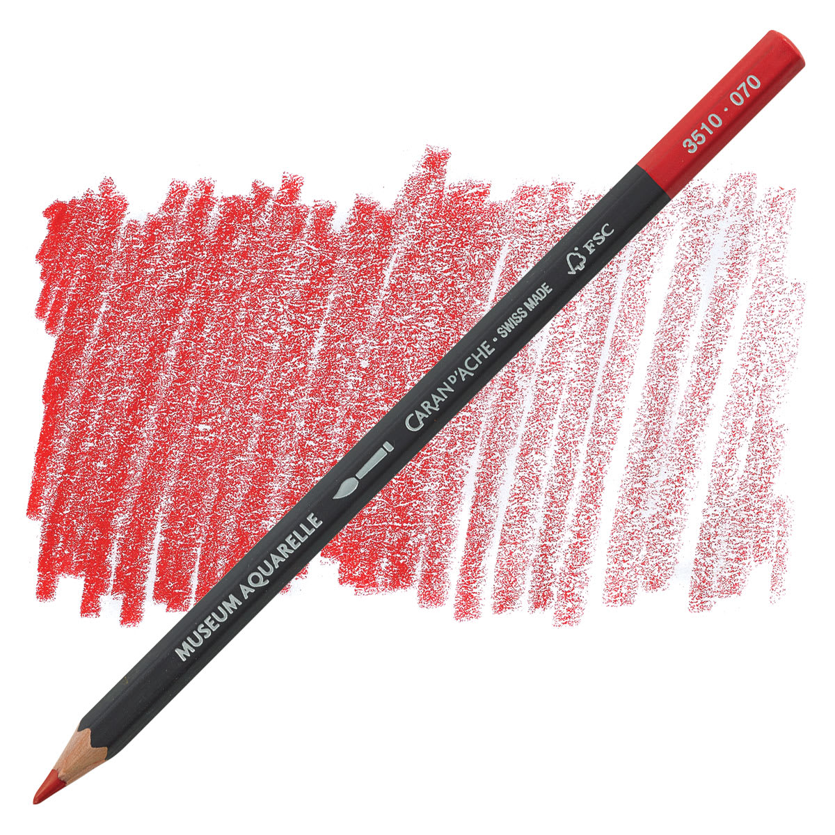 Caran D'Ache Museum Aquarelle Pencil - Scarlet pencil and swatch