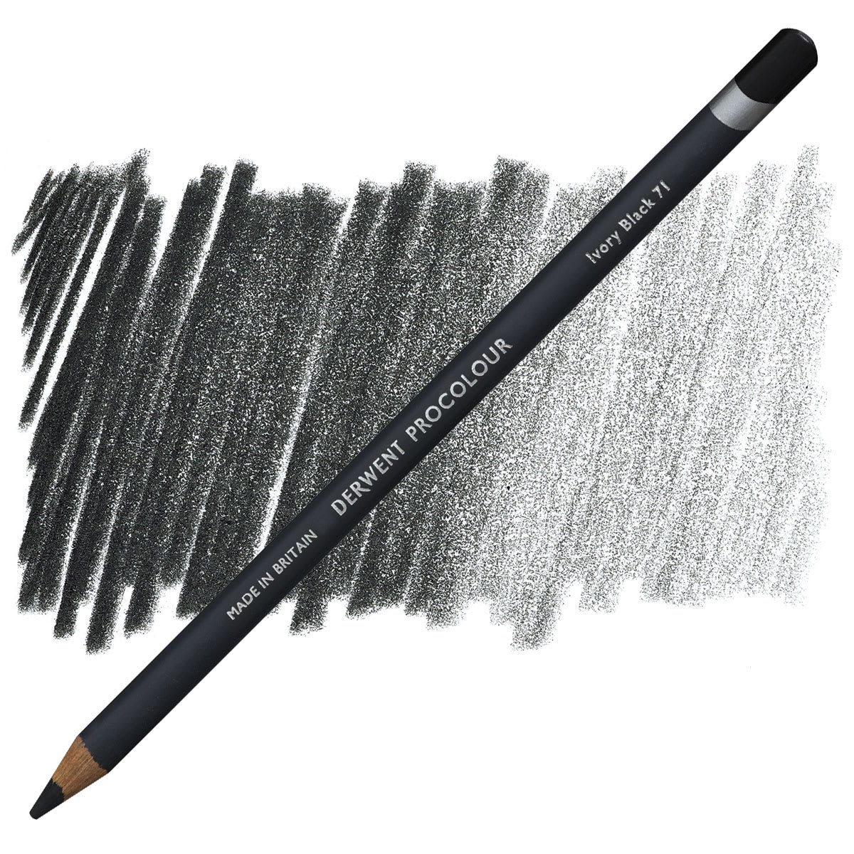 Derwent ProColour Colored Pencil - Ivory Black pencil and swatch