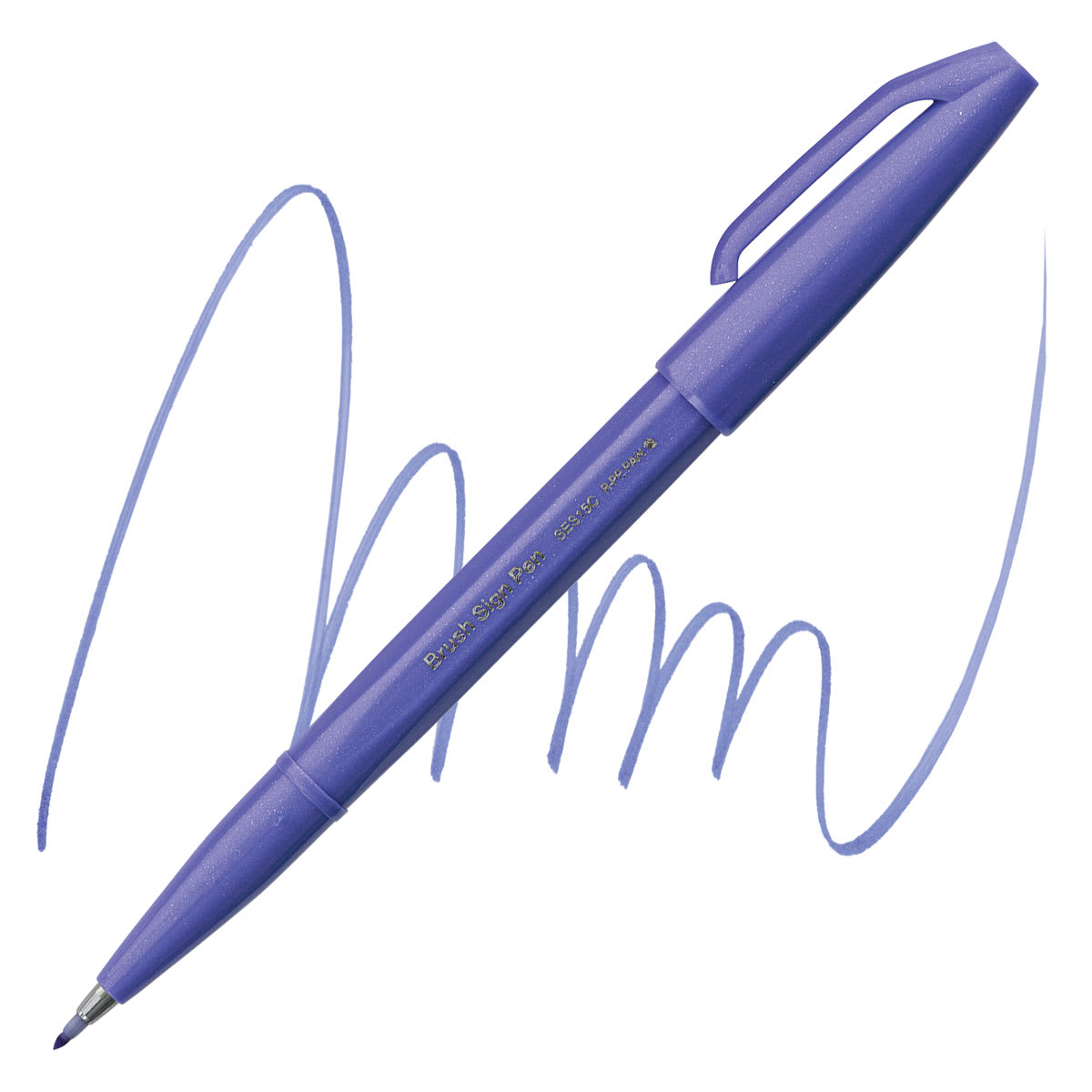 Pentel Arts Brush Tip Sign Pen - Blue Violet pen and swatch