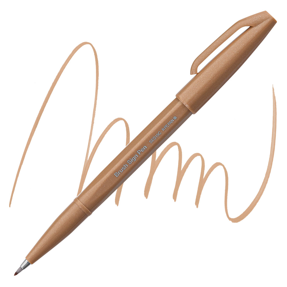 Pentel Arts Brush Tip Sign Pen - Pale Brown pen and swatch