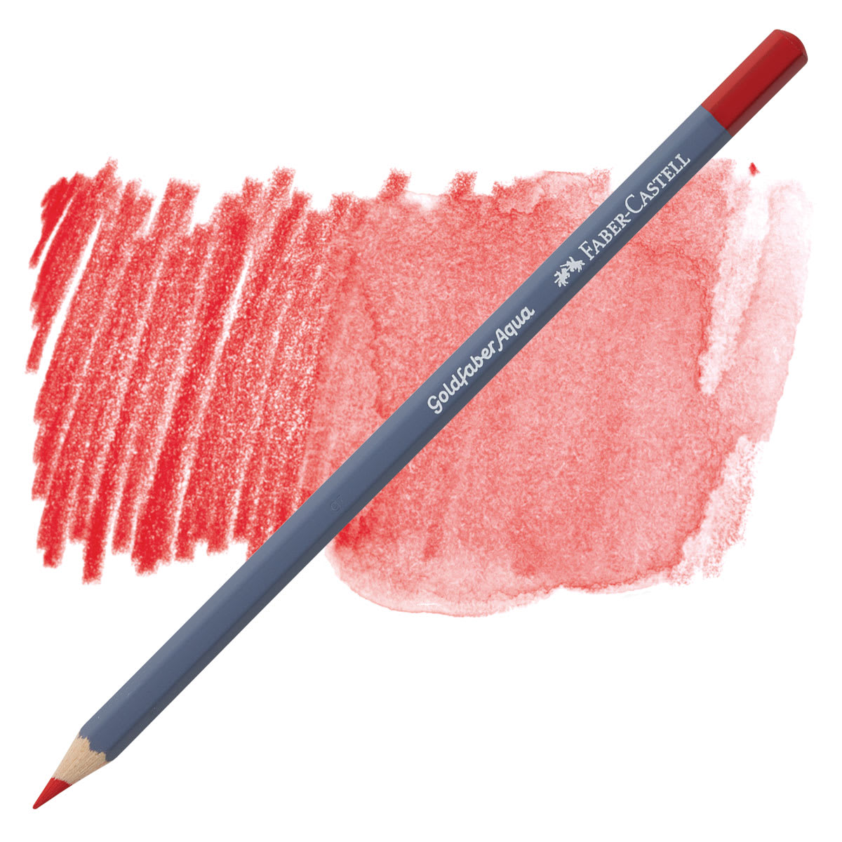 Faber Castell Goldfaber Aqua Watercolor Pencil - Permanent Geranium Lake 121 pencil and swatch