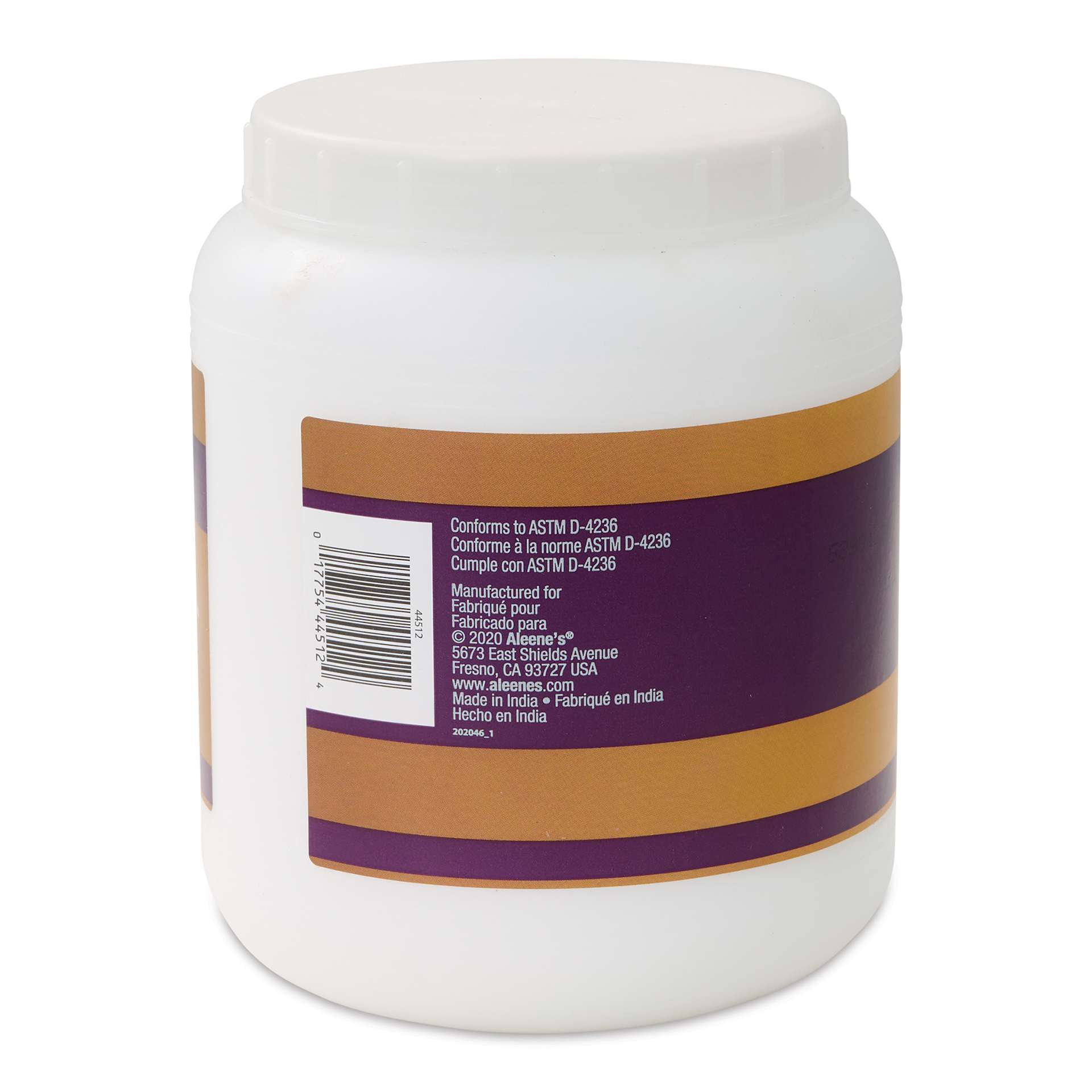 Aleene's Original Tacky Glue - 64 oz, back of the jar