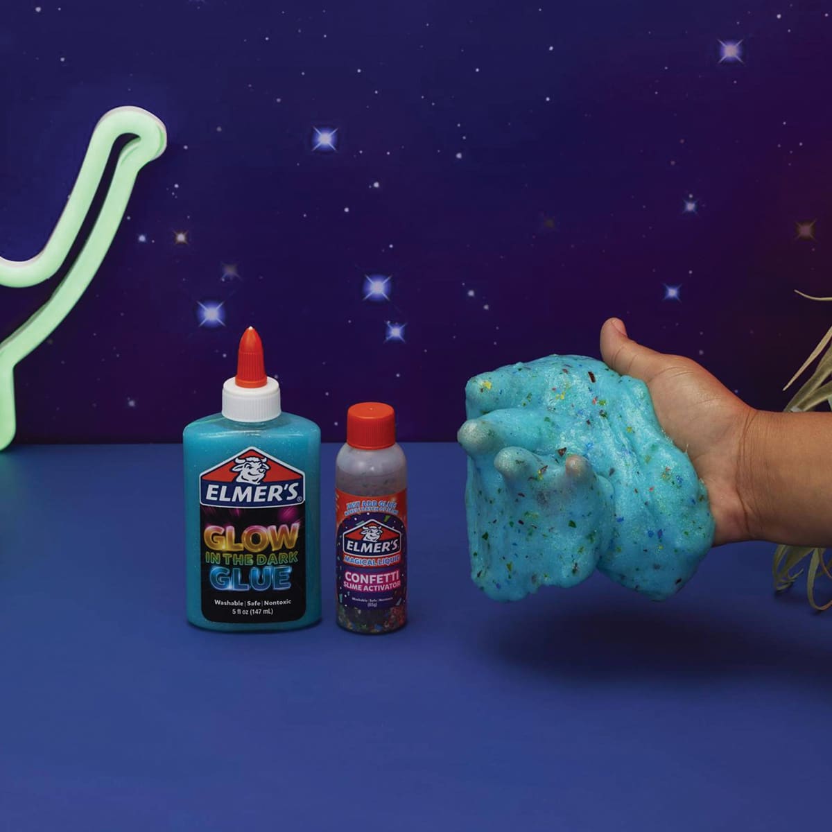Elmer's Slime Kit - Dinosaur Night Slime Kit, Blue Slime