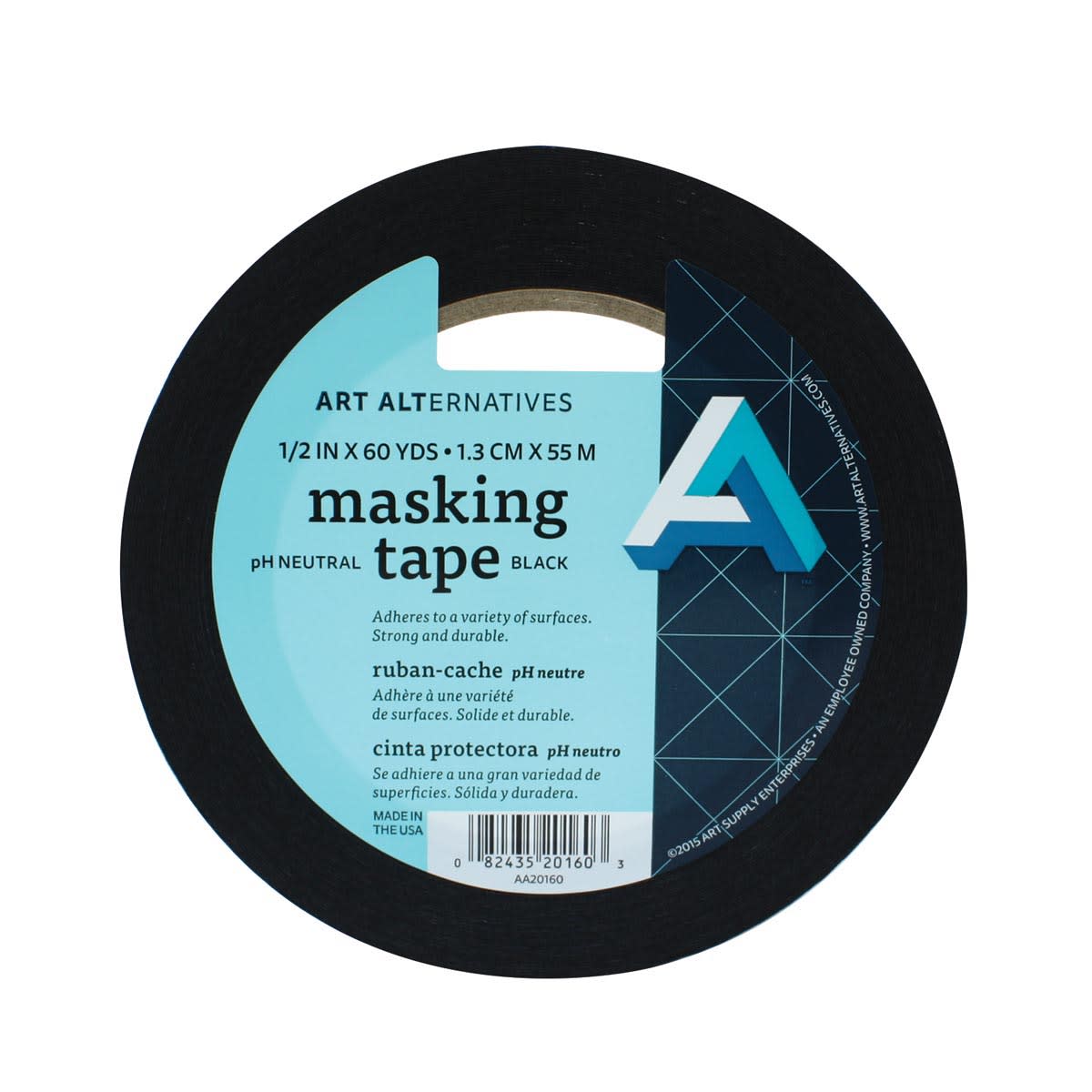 Art Alternatives pH Neutral Black Masking Tape, 1/2" x 60 yds.
