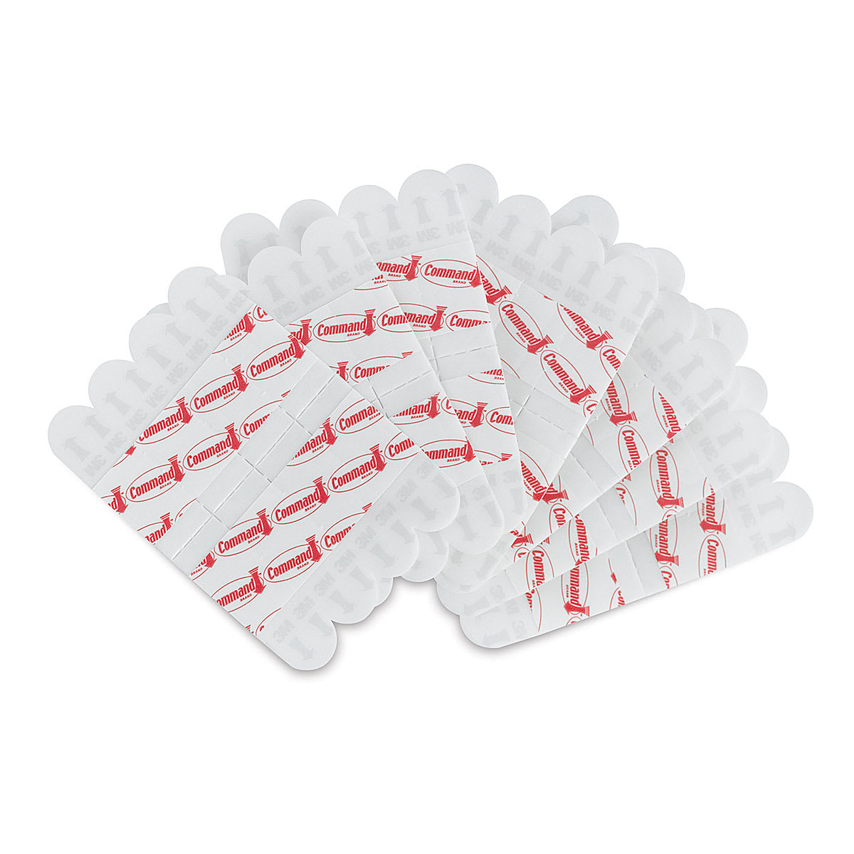 Command Adhesive Poster Strips - Components of 60 strip package arranged in fan