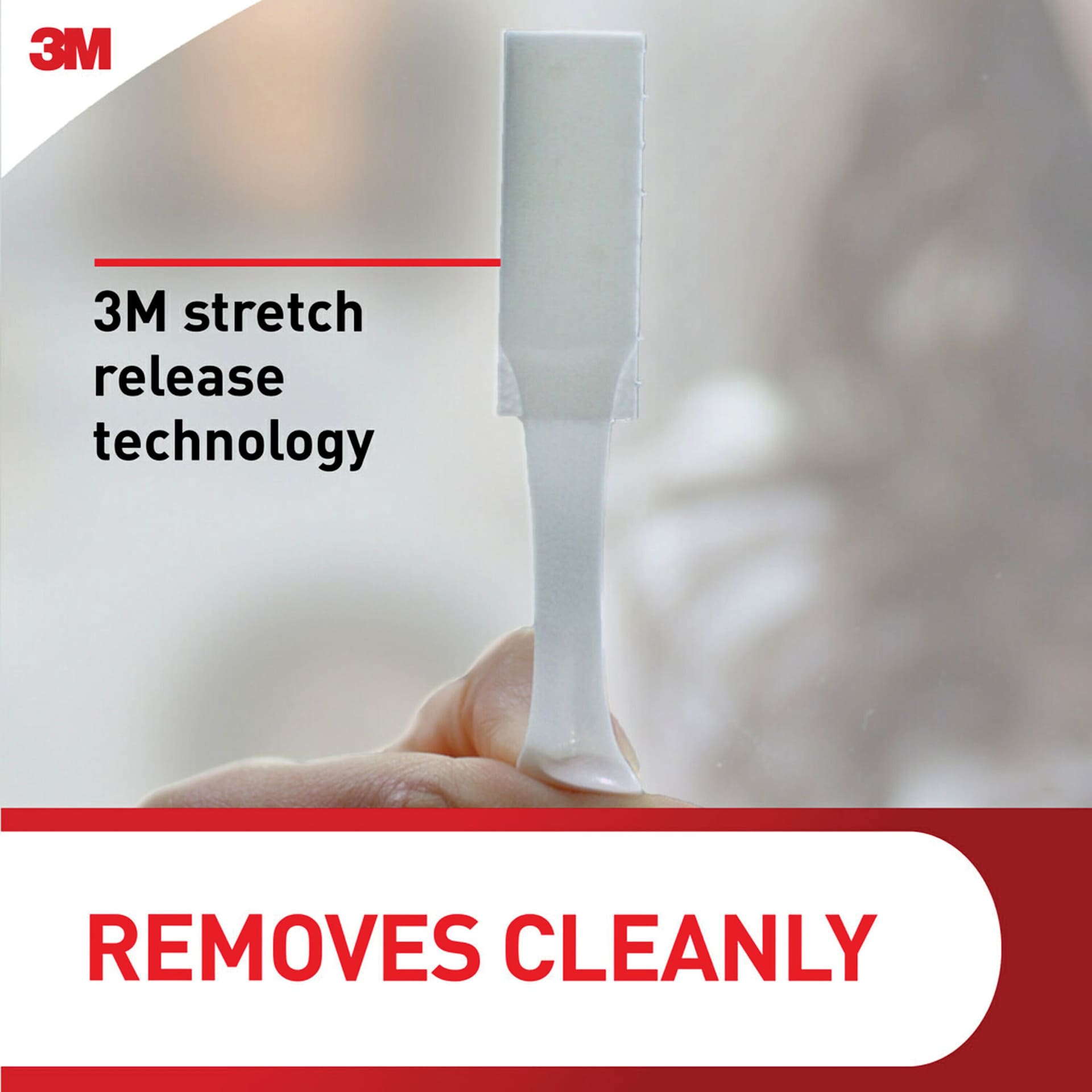 3M stretch release technology, removes cleanly