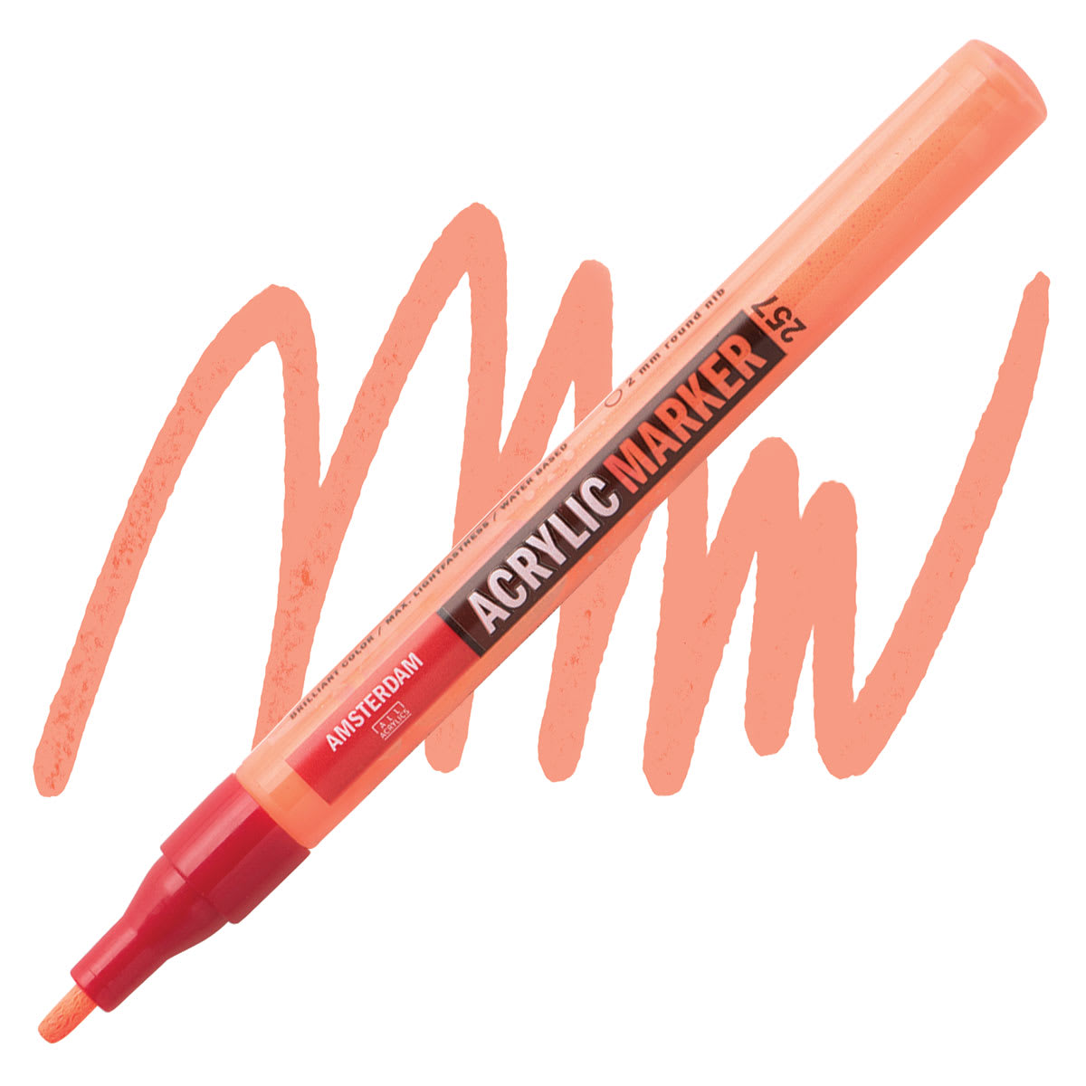Amsterdam Acrylic Marker - Reflex Orange, 2 mm marker and swatch
