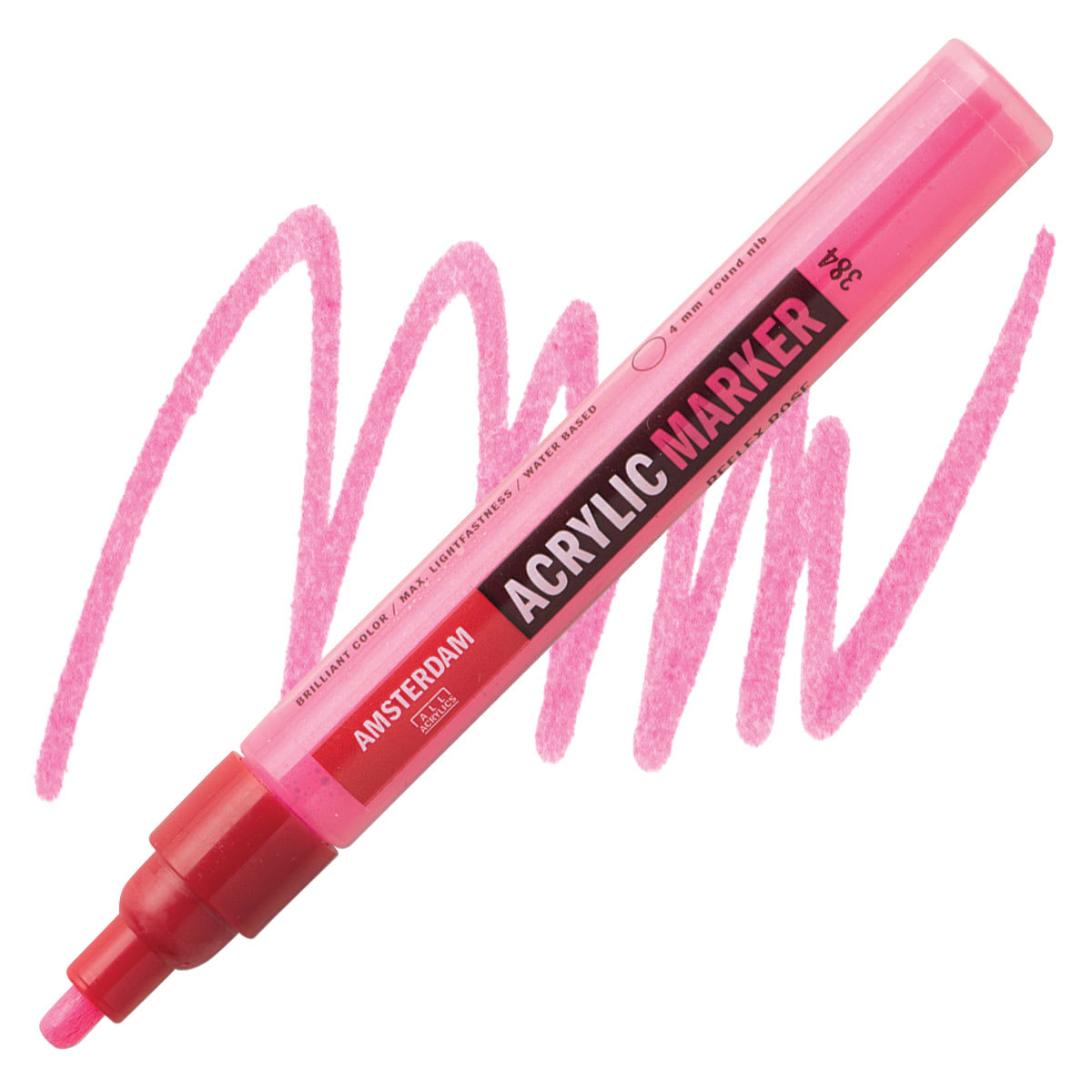 Amsterdam Acrylic Marker - Reflex Rose, 4 mm marker and swatch