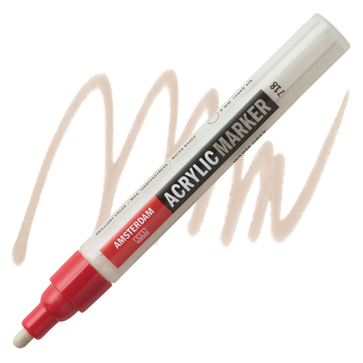 Amsterdam Acrylic Marker - Warm Grey, 4 mm marker and swatch