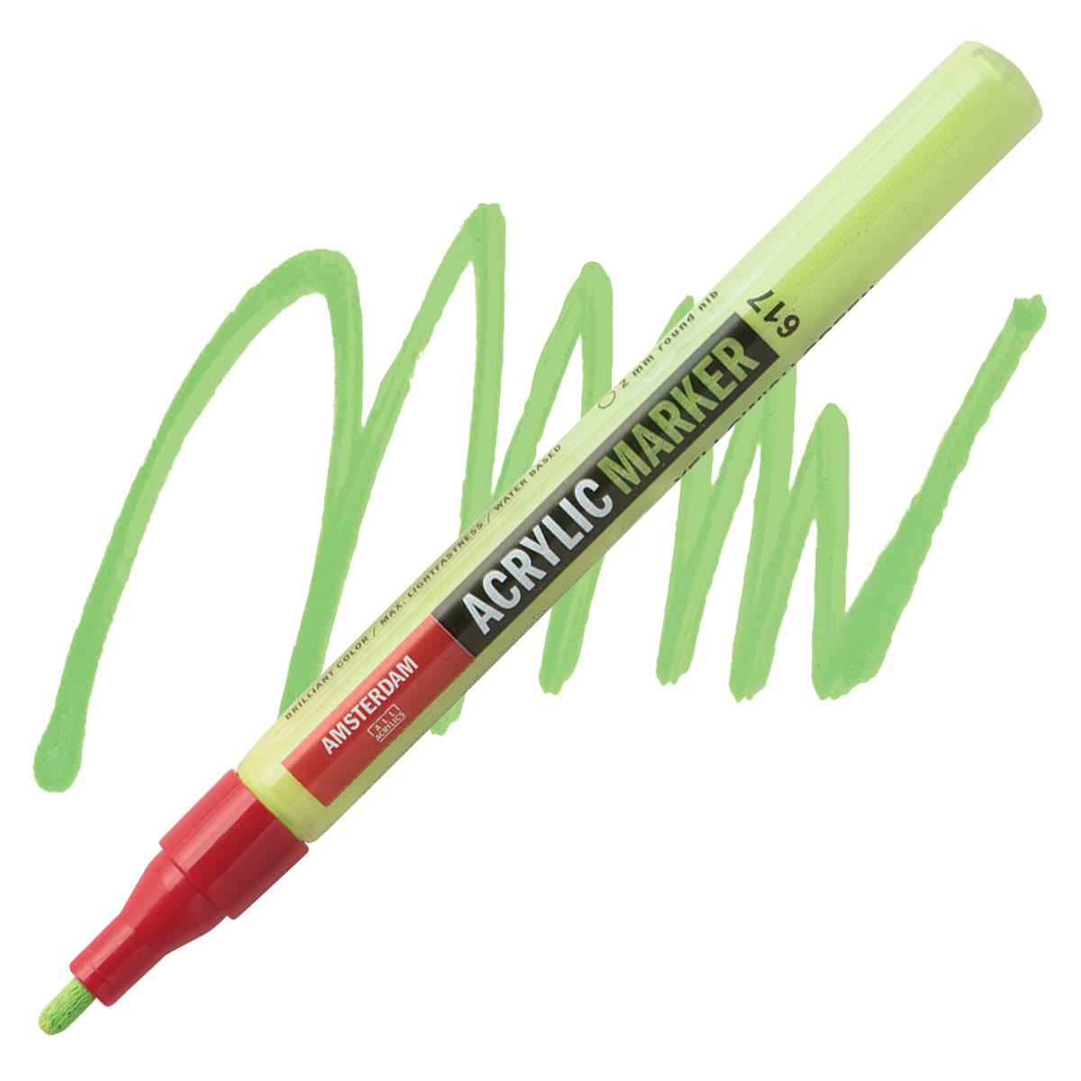 Amsterdam Acrylic Marker - Yellow Green, 2 mm marker and swatch