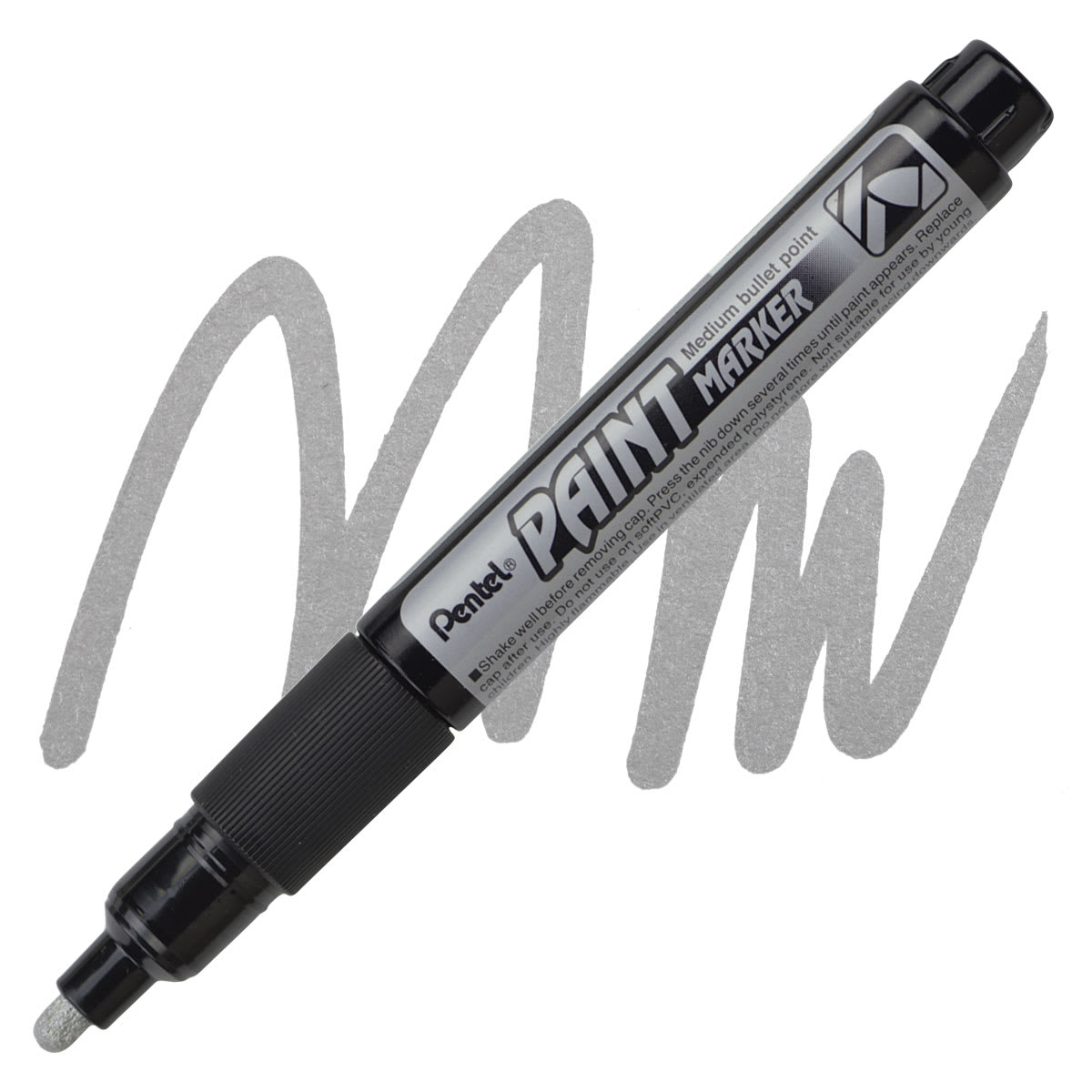 Pentel Paint Marker - Silver marker and swatch