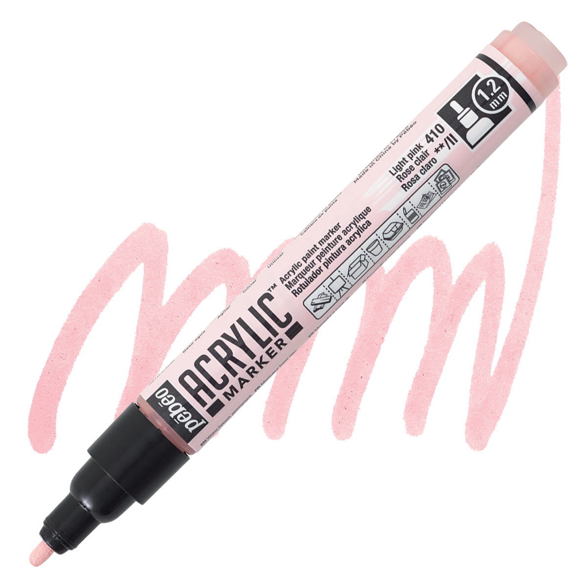 Pebeo Acrylic Marker - Light Pin, 1.2 mm, Bullet Nib marker and swatch