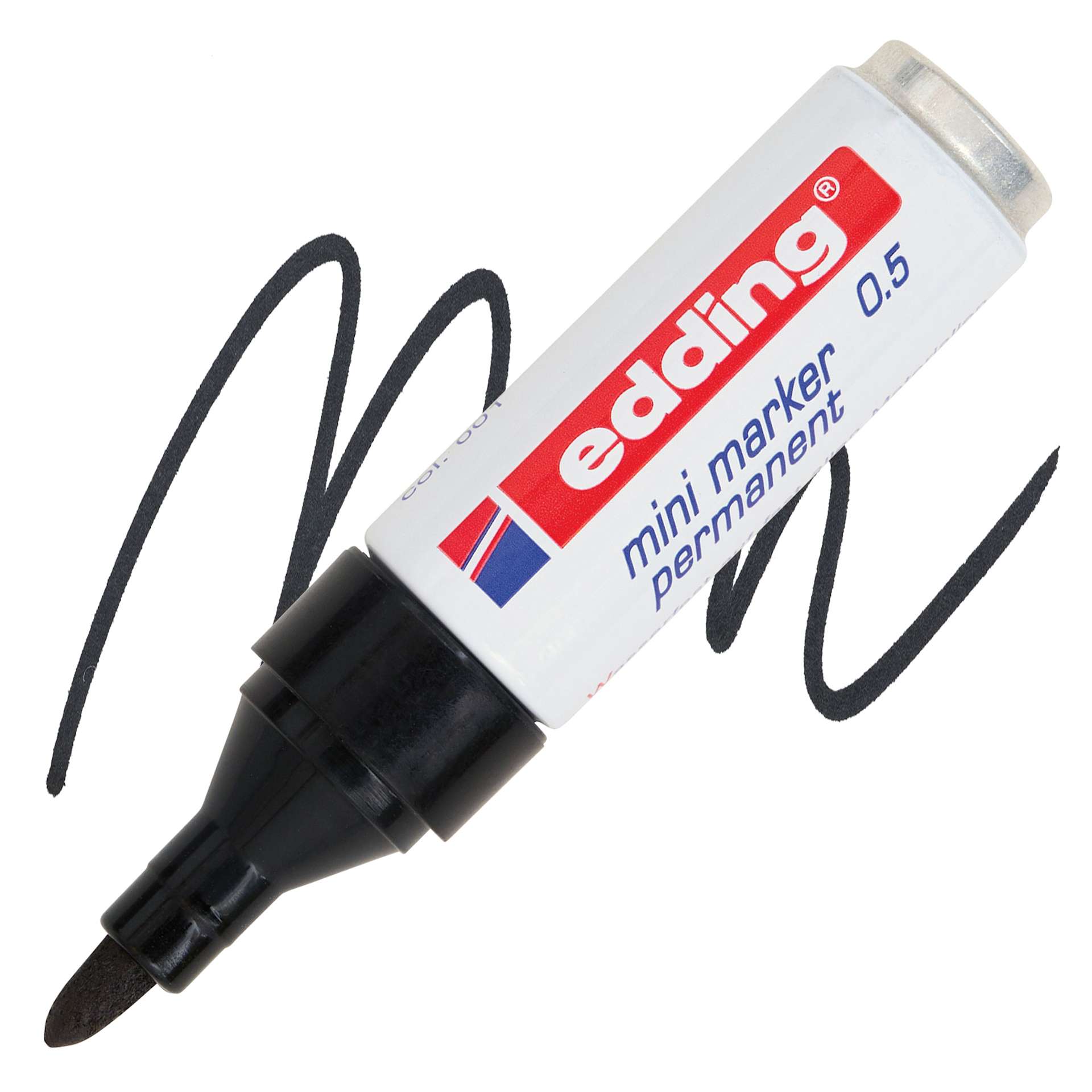 Edding Mini Permanent Marker - Single, Black, Bullet Nib and swatch