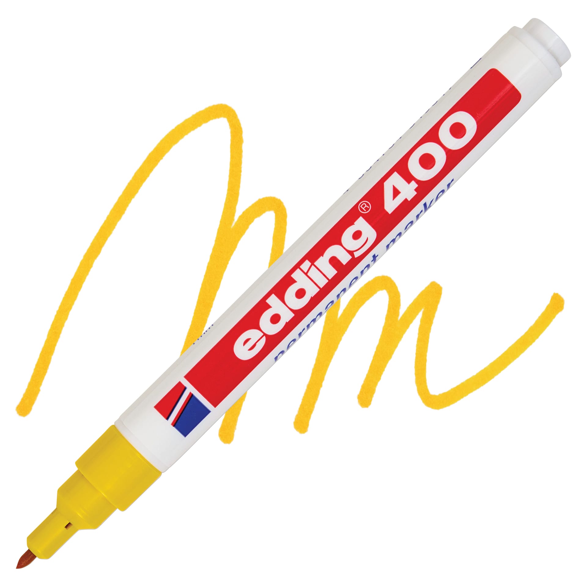Edding Permanent Marker - Yellow, 400 Series, swatch and marker