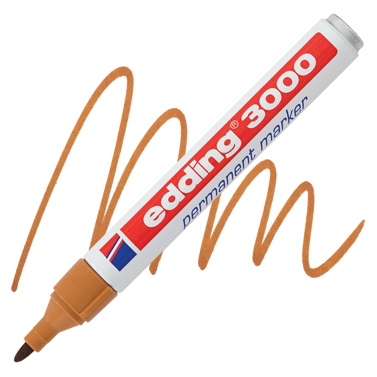 Edding Permanent Marker - Ochre, 3000, Bullet Nib marker and swatch