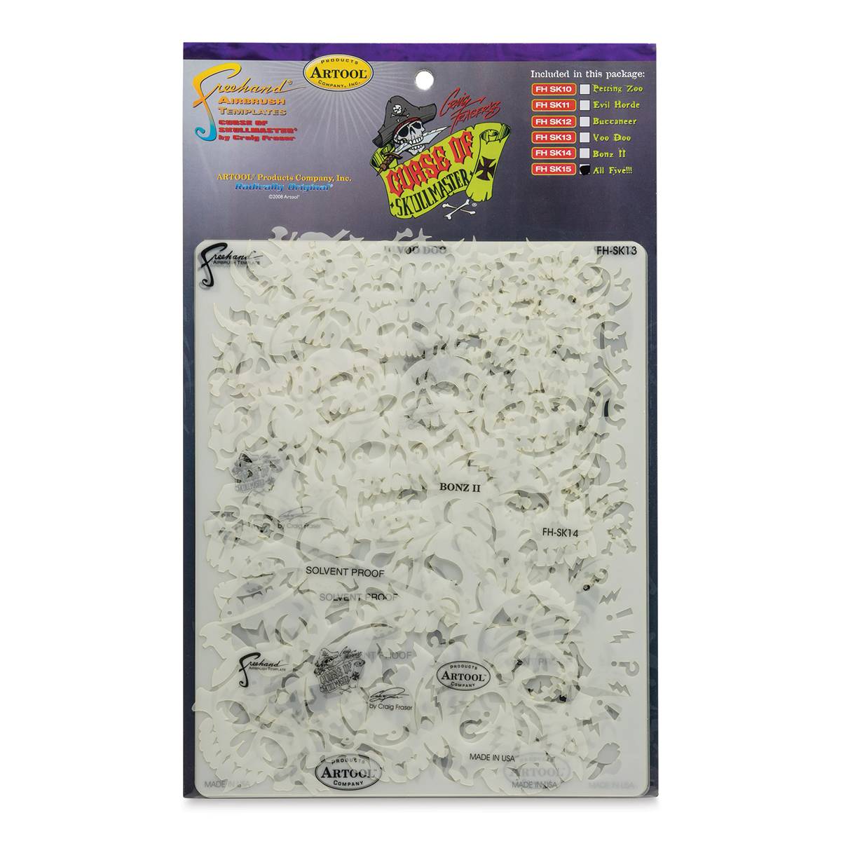 Iwata Artool Freehand Template - Set of 5, Curse of the Skull Master - front of packaging