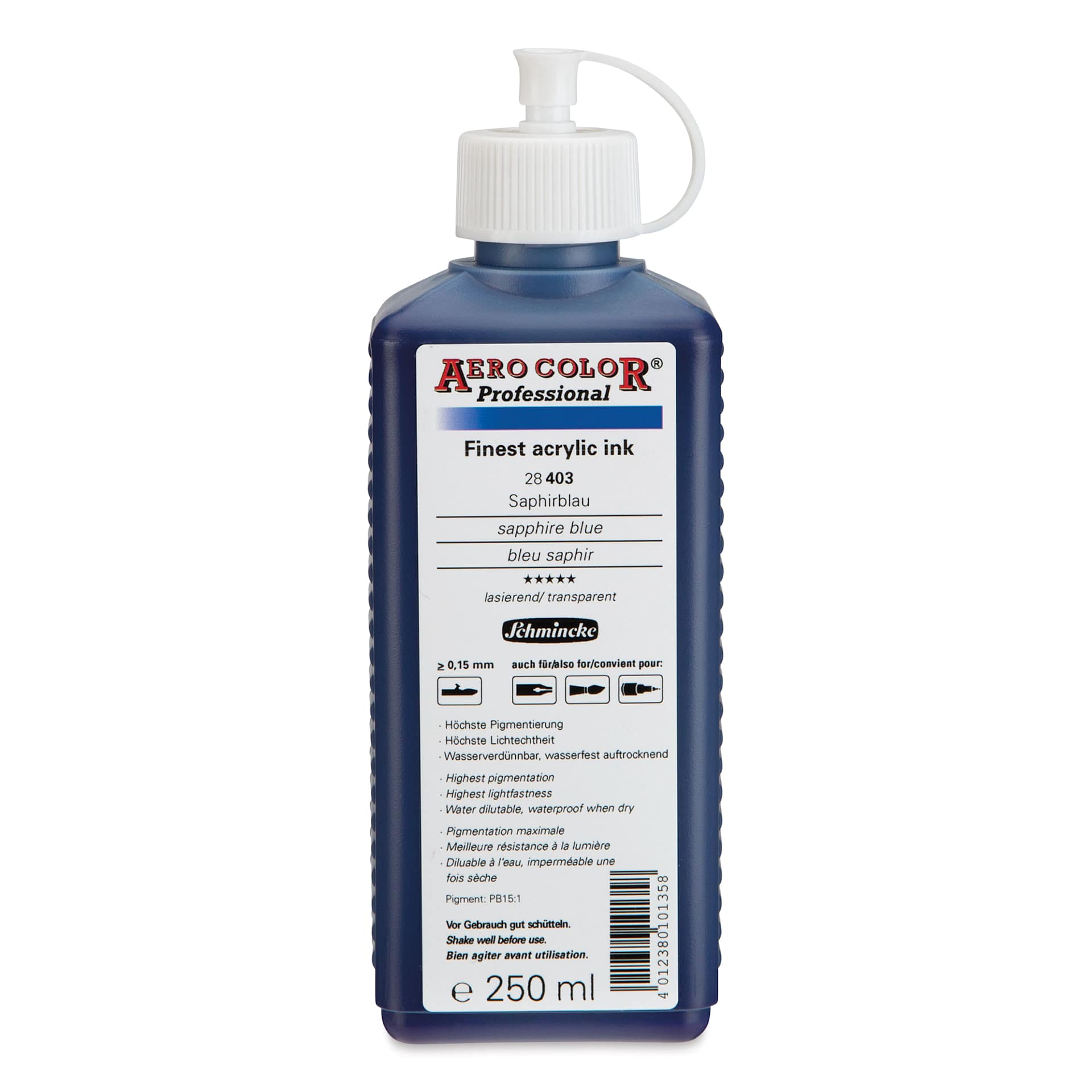 Schmincke Aero Color Professional Airbrush Color - 250 ml, Sapphire Blue