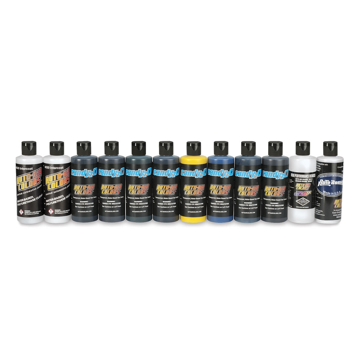Createx Candy2O Auto Air Color - Cool Colors, Box set of 12, 4 oz