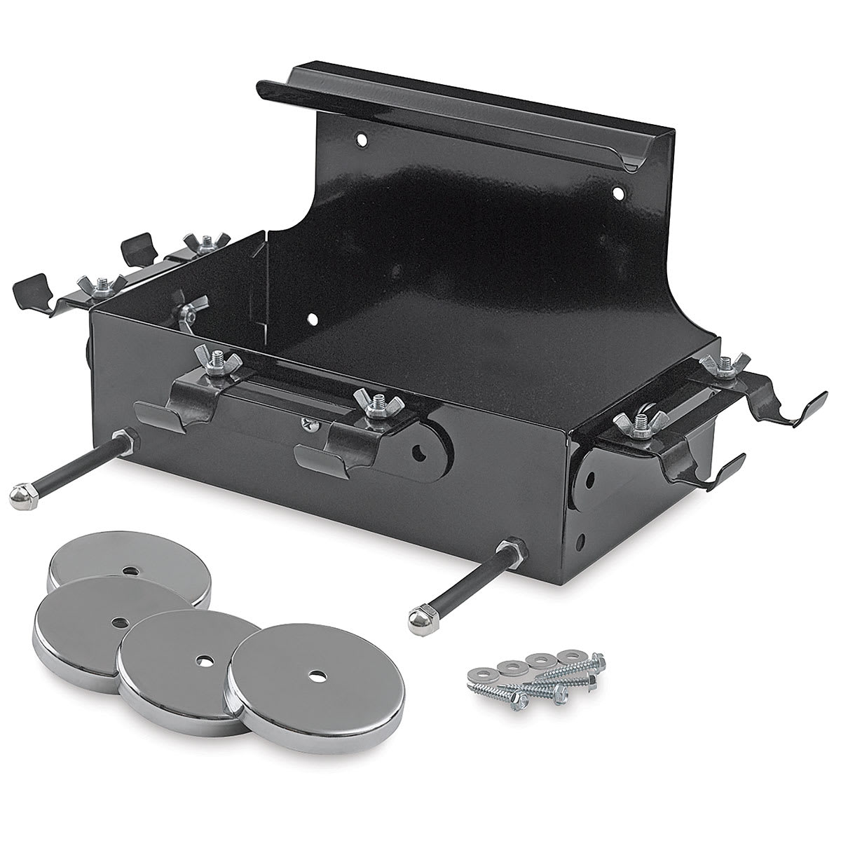Iwata Air-Port Workstation - shown empty with discs for securing in front