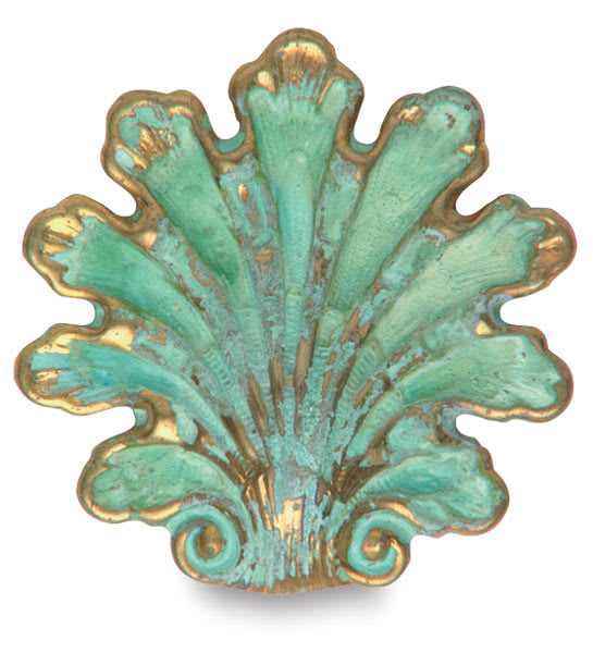 Patina Finishes - Shell treated with Patina Green finish
