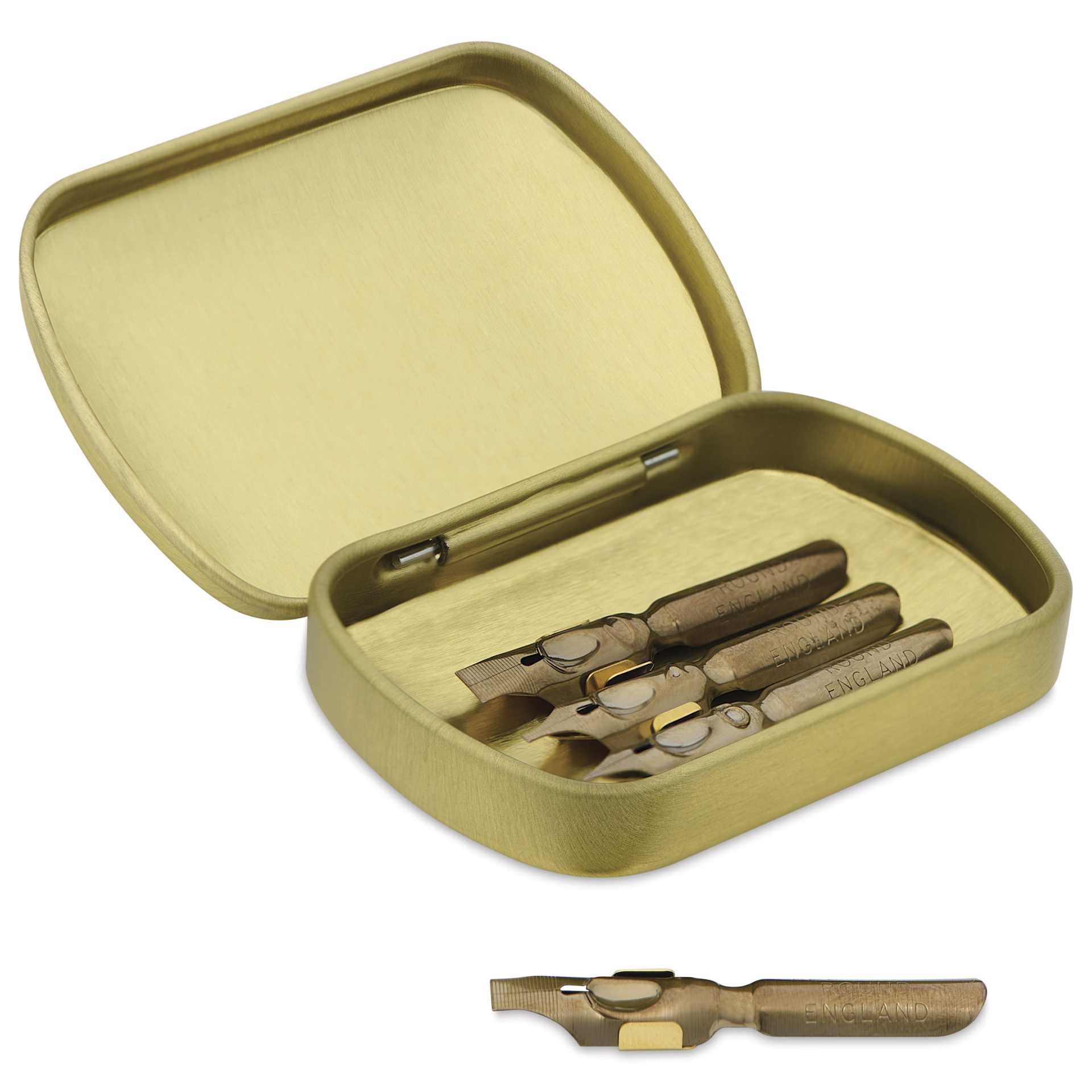 Manuscript Nib Storage Tin, open (nibs not included)