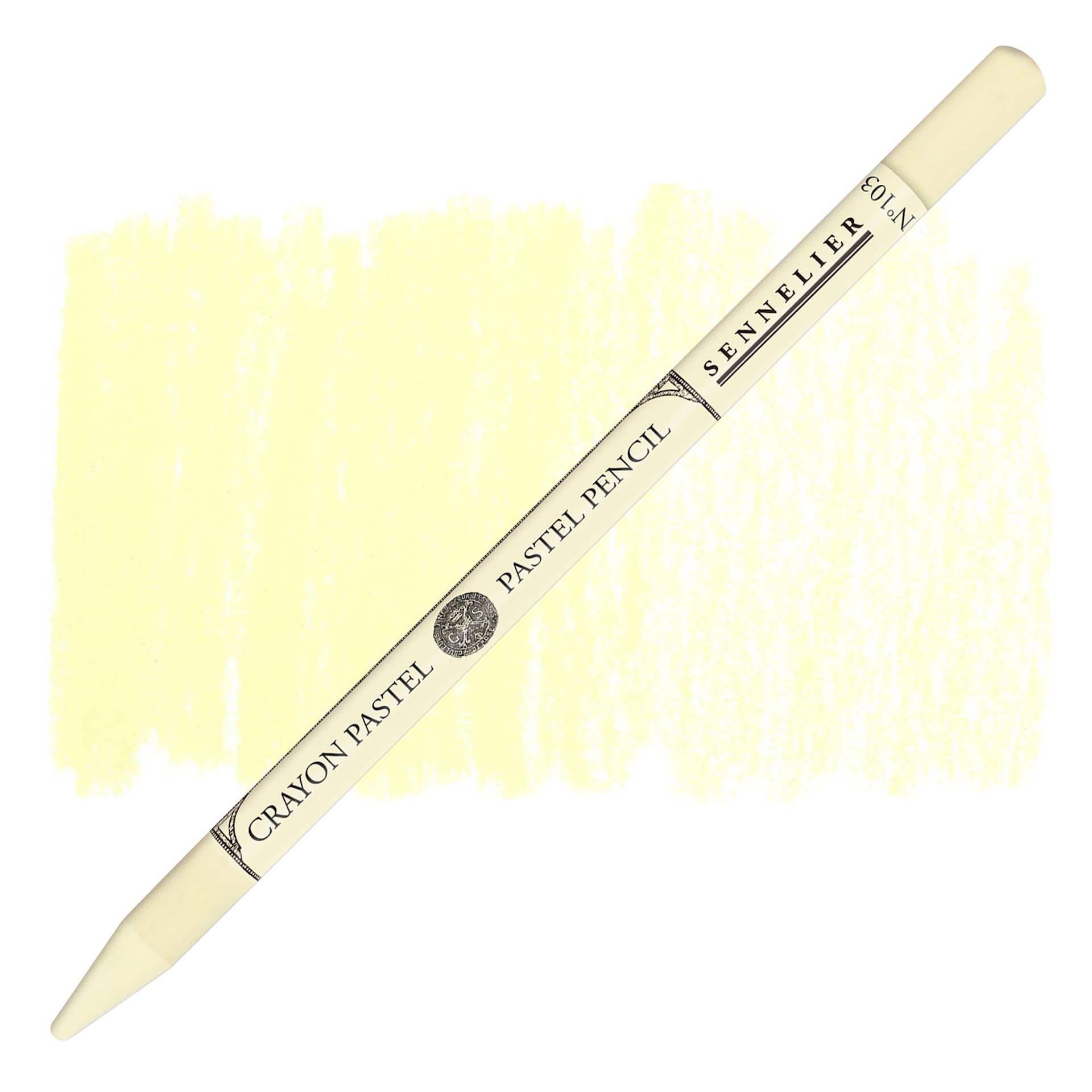 Sennelier Woodless Pastel Pencil - Naples Yellow, pencil and swatch