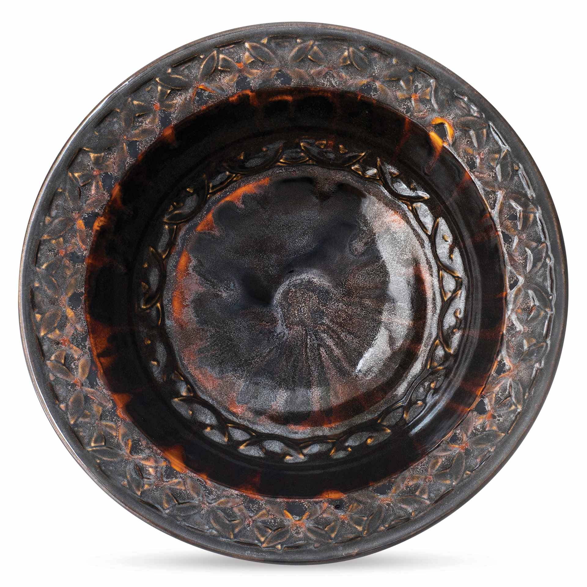 Amaco Potter's Choice Glaze - Aventurtine applied to a bowl with a decorative edge