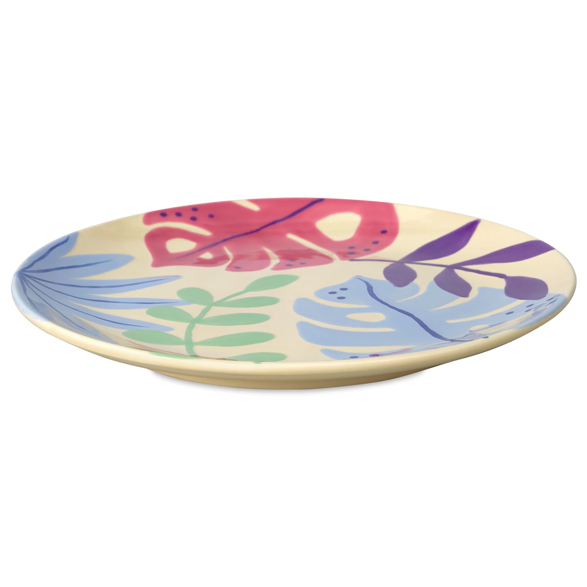Blick Essentials Gloss Glaze - Pint, Amethyst - finished plate example, alternate angle