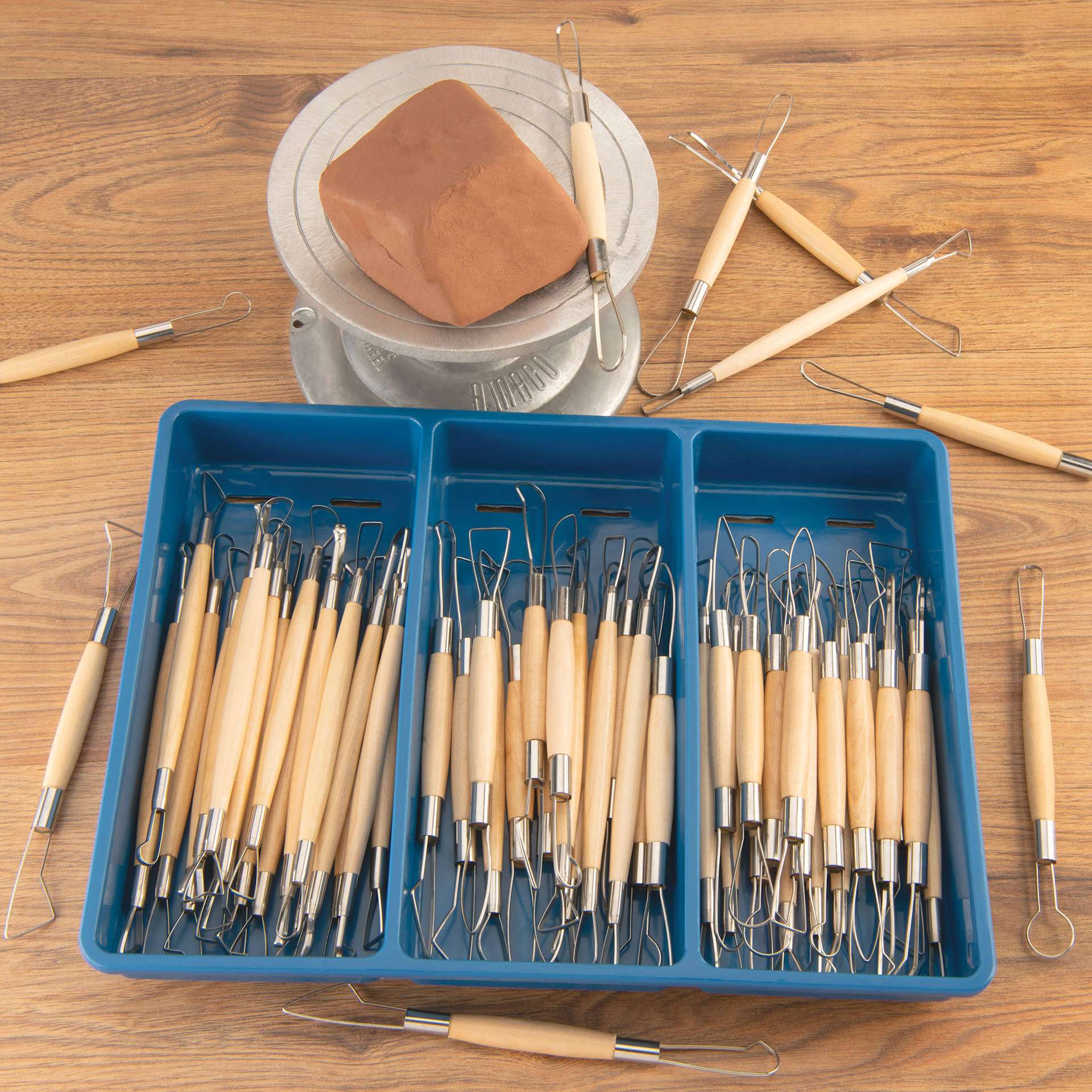 Potter's Select Ribbon Cutter Tools - Class Pack, Set of 60 - in use, alternate view