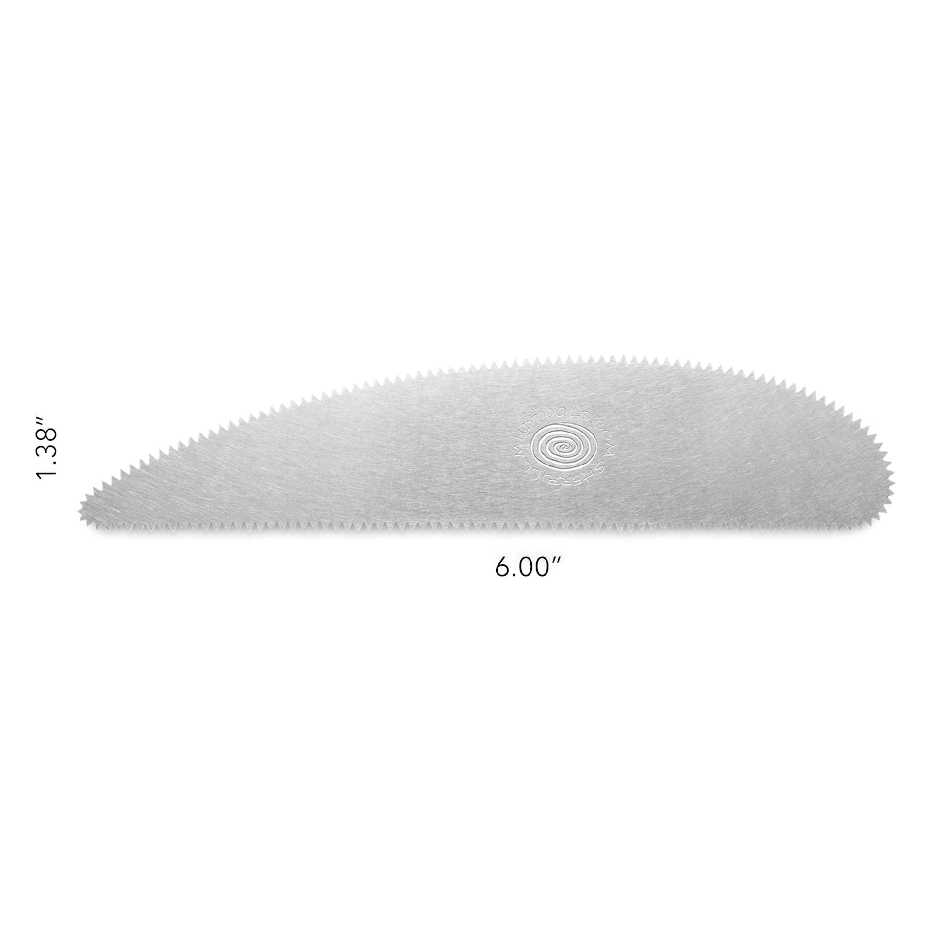 Mudtools Long Stainless Steel Scraper Rib - Regular Edge (12 teeth per inch) - dimensions