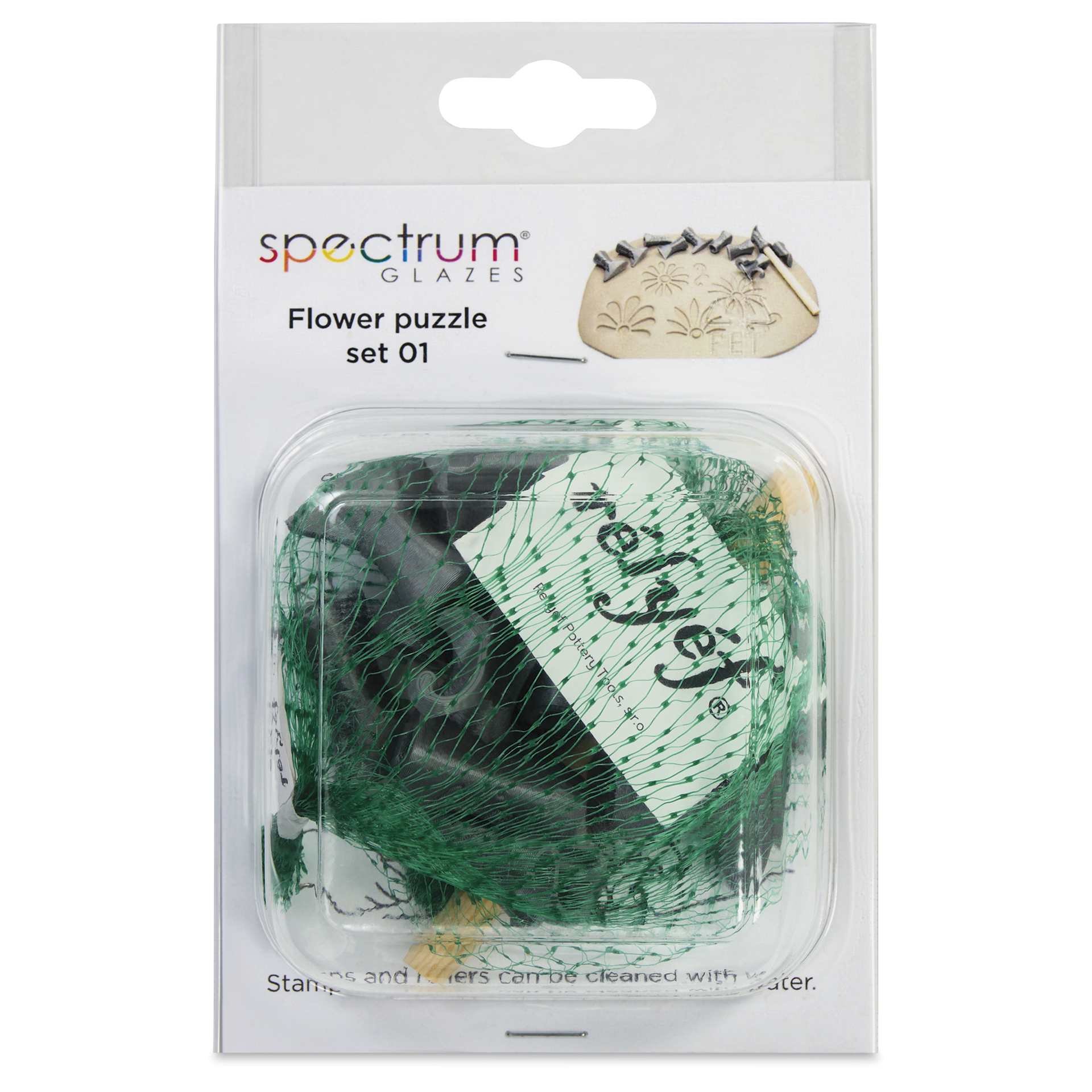 Spectrum Stamps - Flower Puzzle, Set of 10 - back of packaging