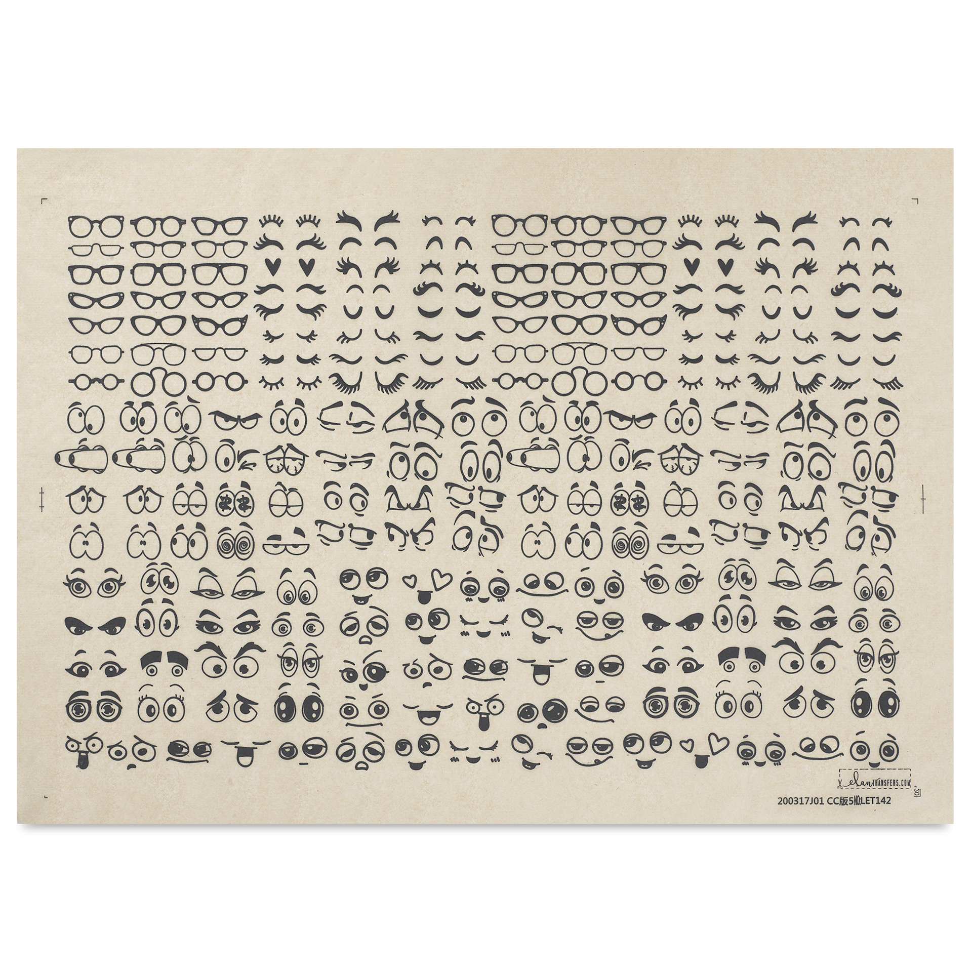 Elan Transfers Underglaze Transfer Sheet - Googly Eyes, Black