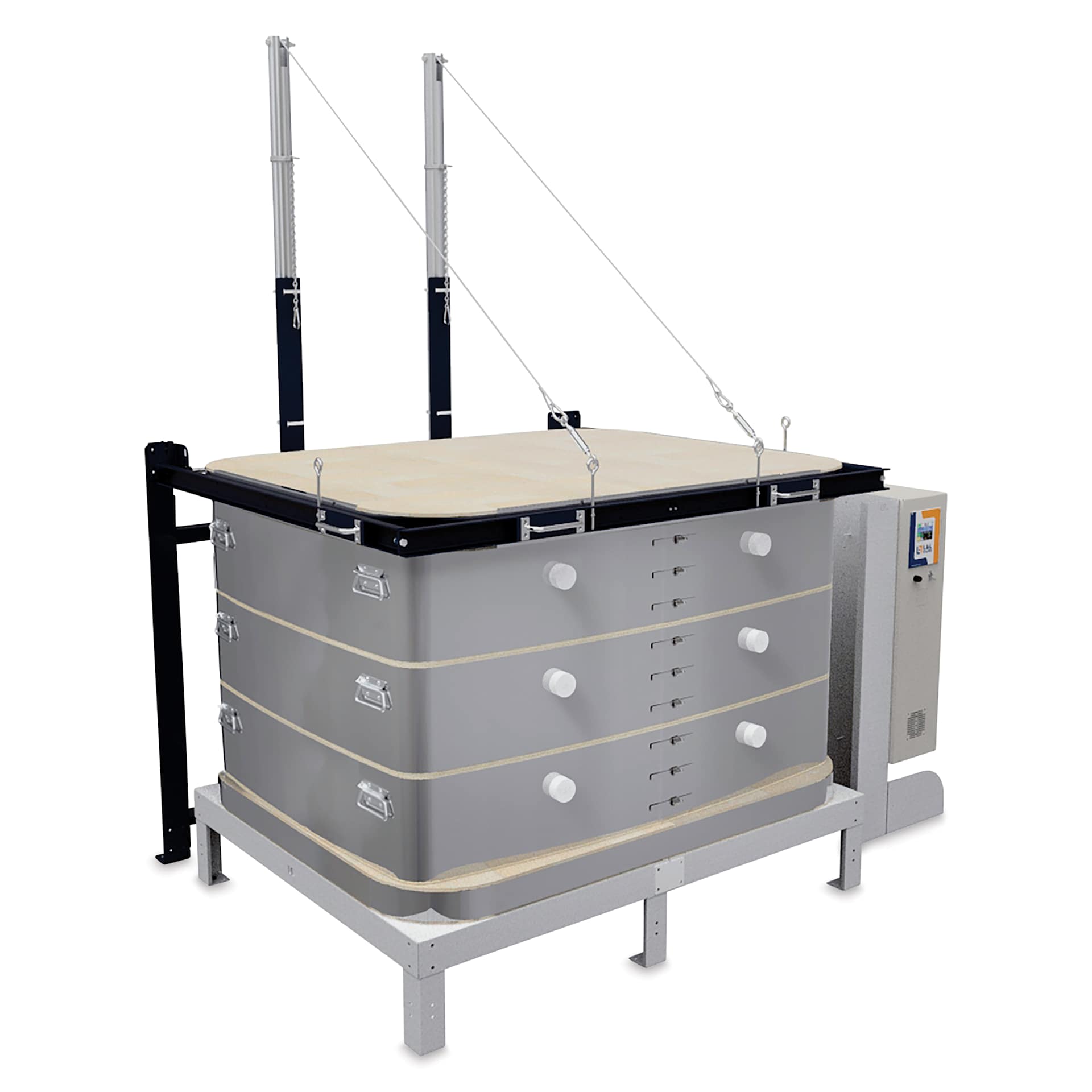 L&L Davinci Rectangular Kiln - T3427-D, Cone 10, 240V-1P, 103.9A, 27" H x 43-1/2" W x 30-1/2" D - with lid closed
