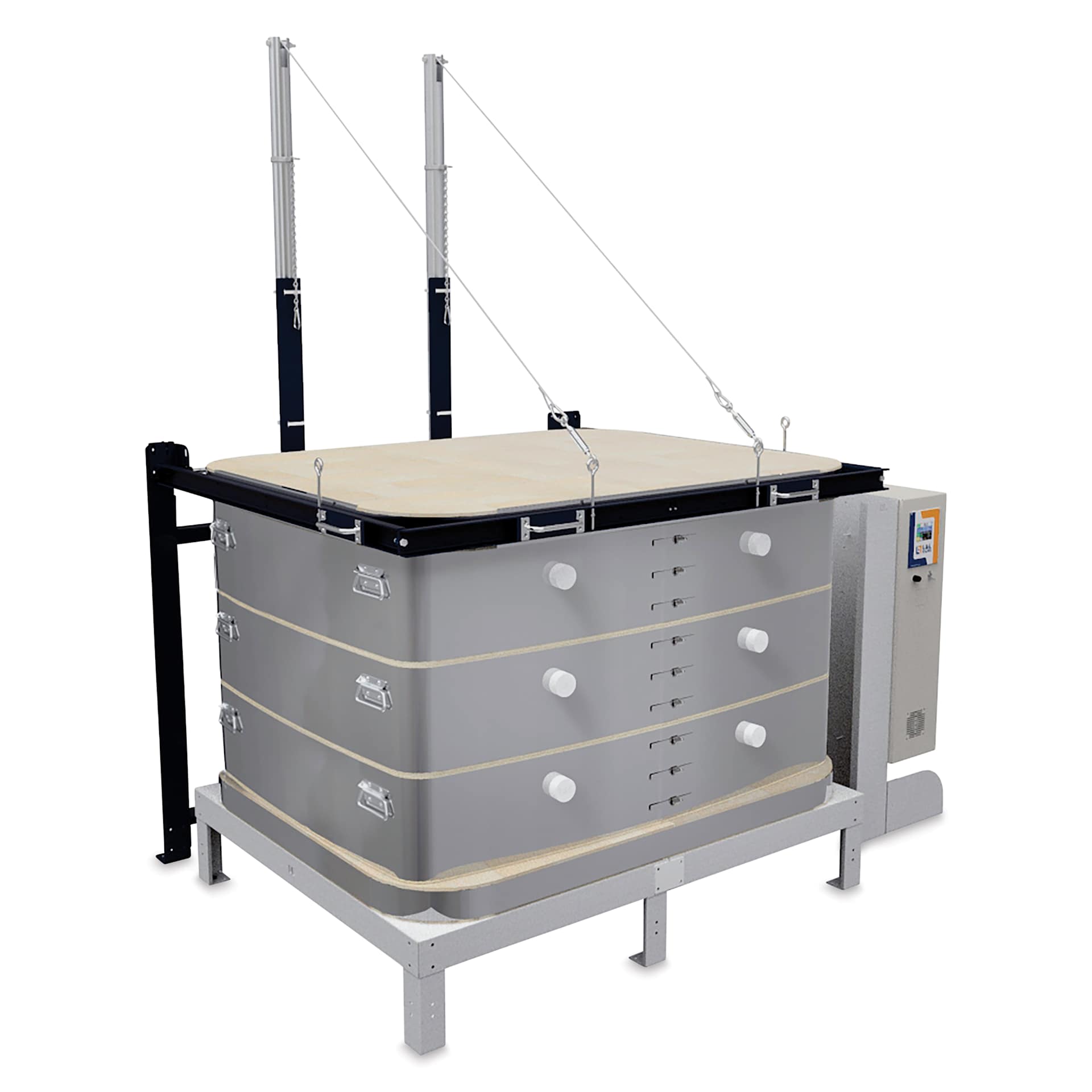 L&L Davinci Rectangular Kiln - T3427-D, Cone 10, 208V-3P, 119.9A, 27" H x 43-1/2" W x 30-1/2" D - with lid closed