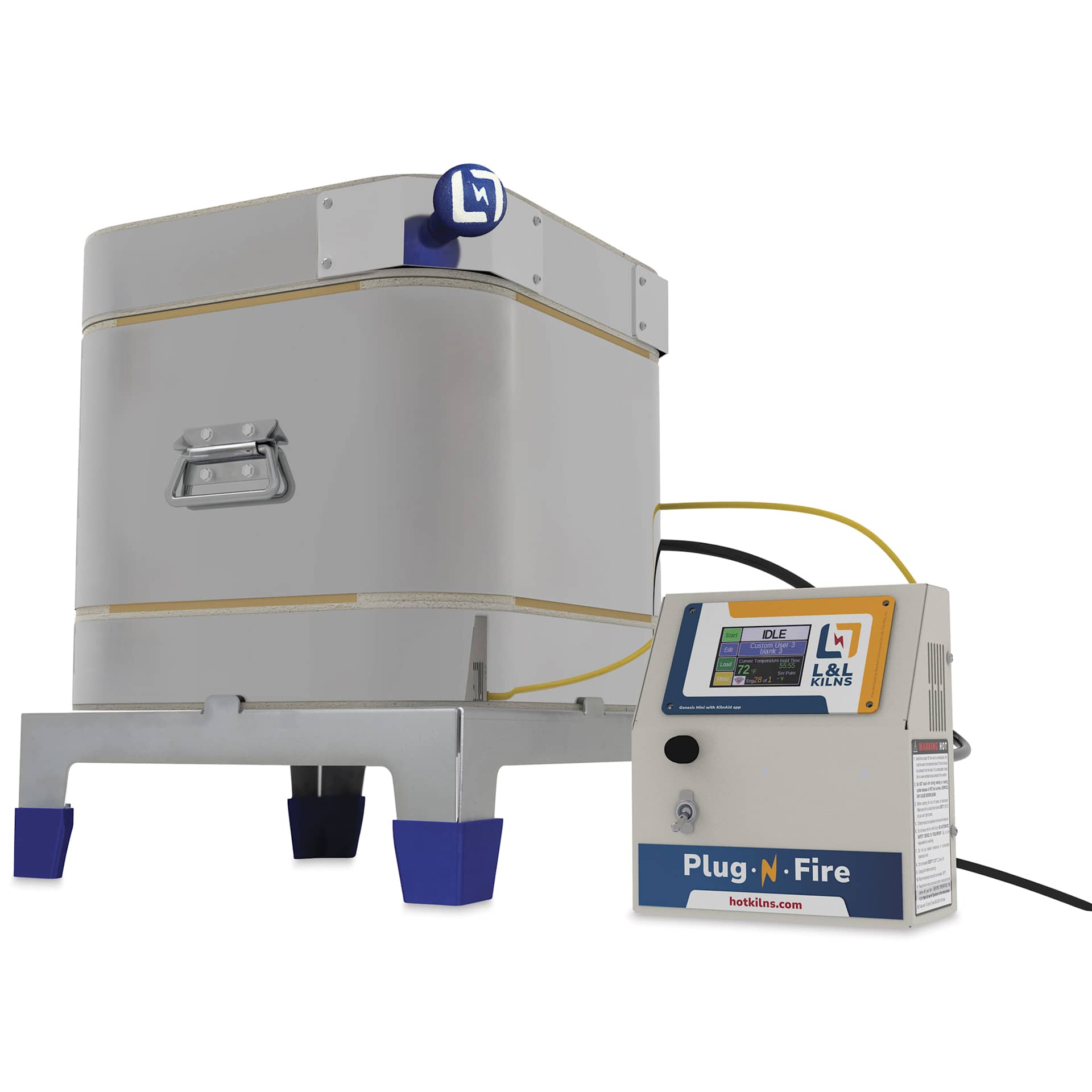 L&L Plug-n-Fire Craft & Test Kiln - KDPF-8-X10, Cone 10, 120V, 12.5A, 9" H x 8" W x 8" L - closed