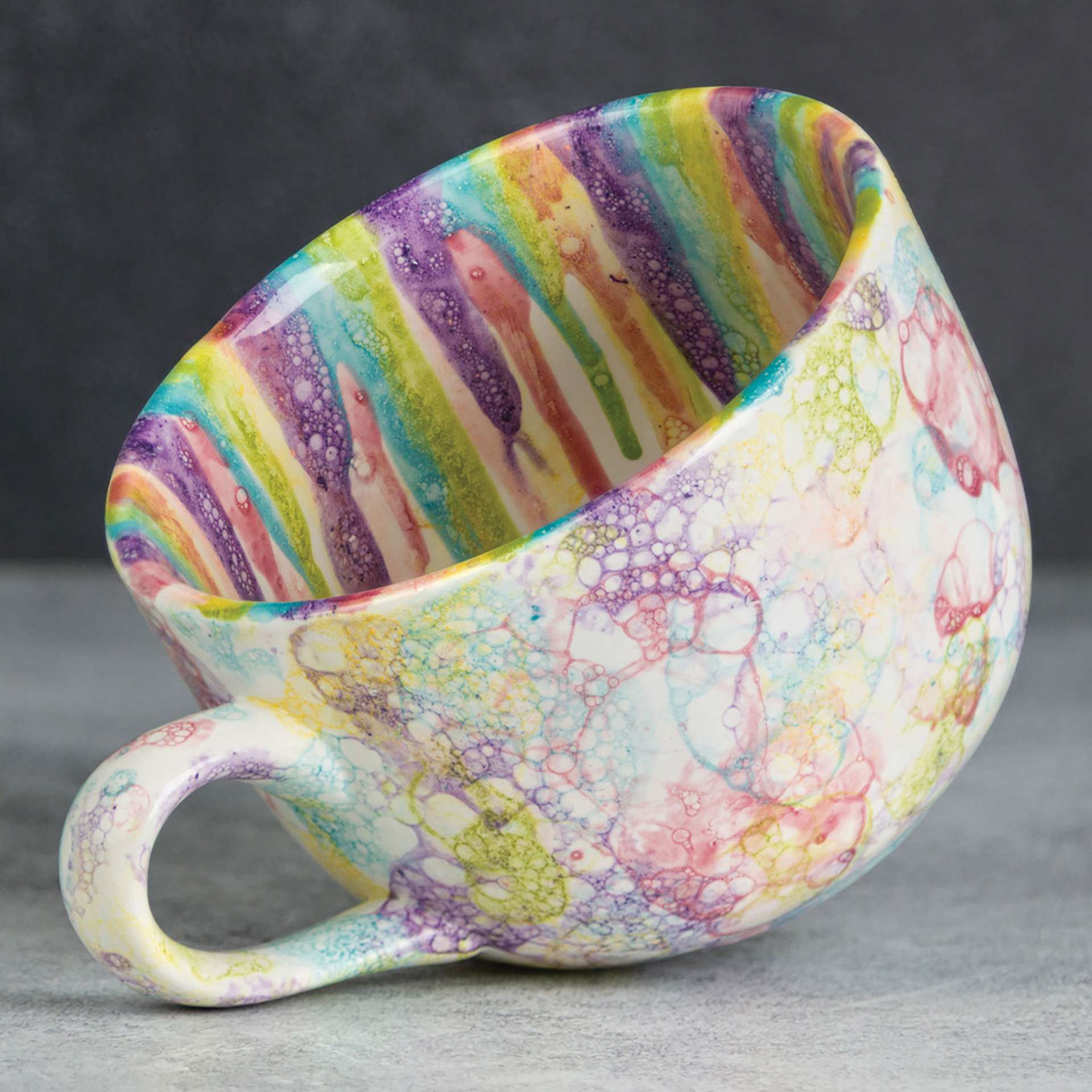 Mayco Earthenware Bisque Mugs - Pkg of 12, Jumbo Cappuccino angled finished product