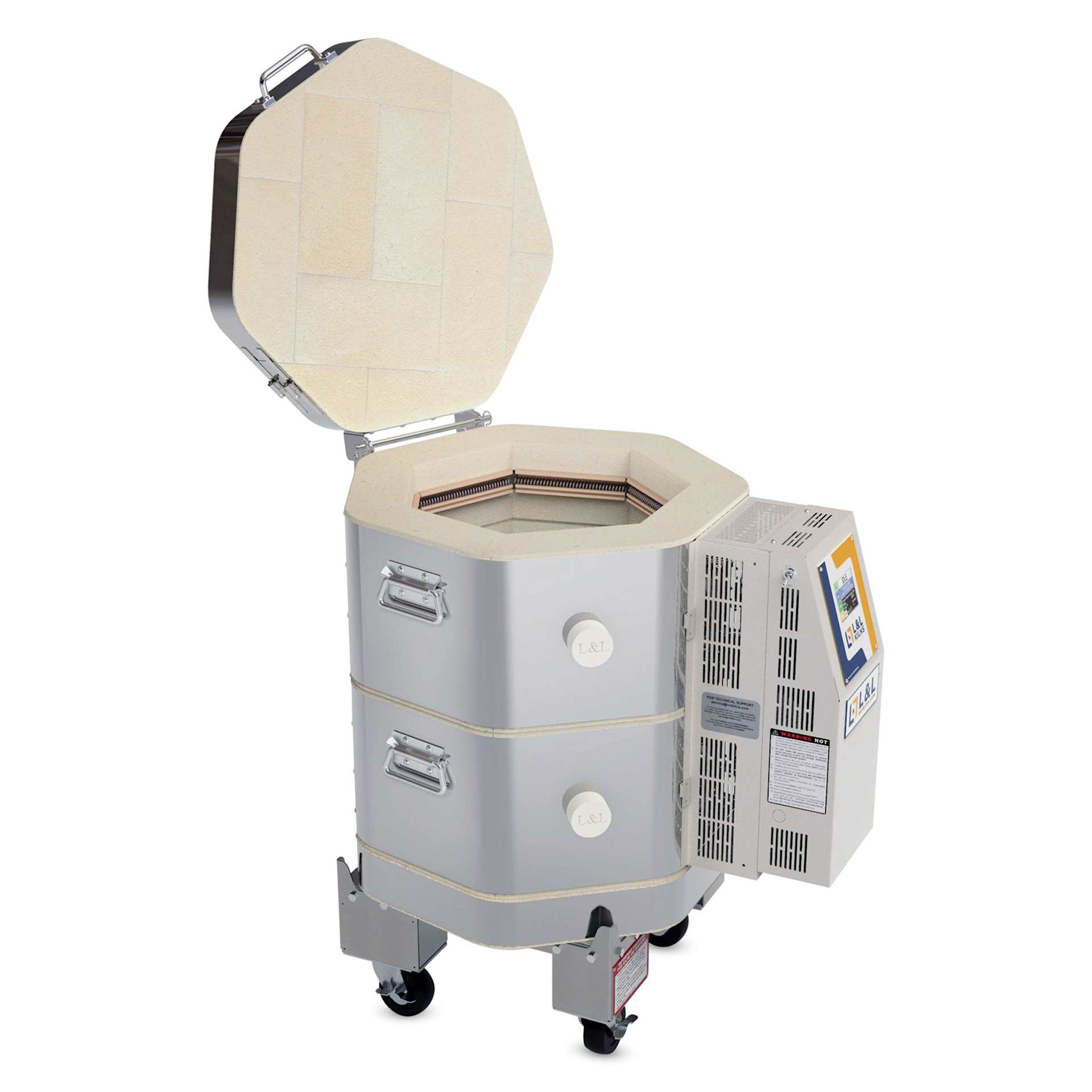 L&L Rolling Kiln Stand - 7-Sided holding up kiln (not included)