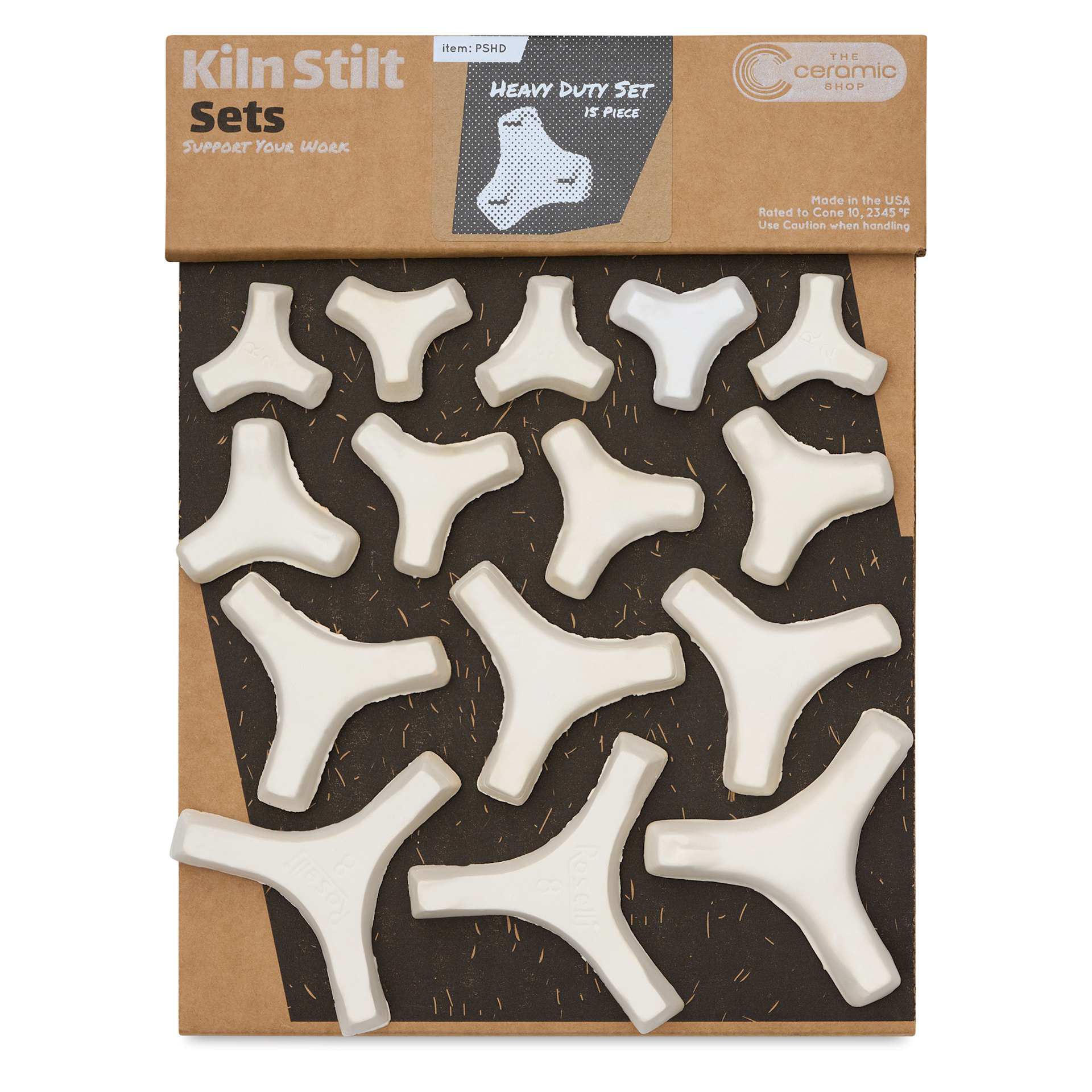The Ceramic Shop Heavy Duty Kiln Stilts - Set of 15 - front of packaging