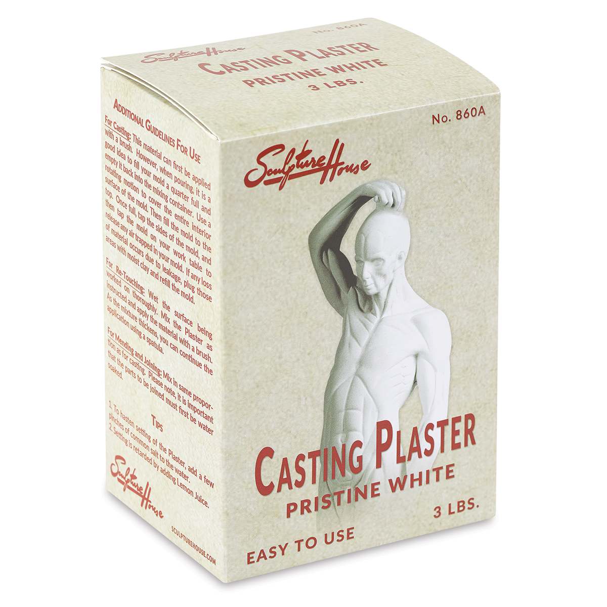 Sculpture House Casting Plaster - Angled view of 3 lb package