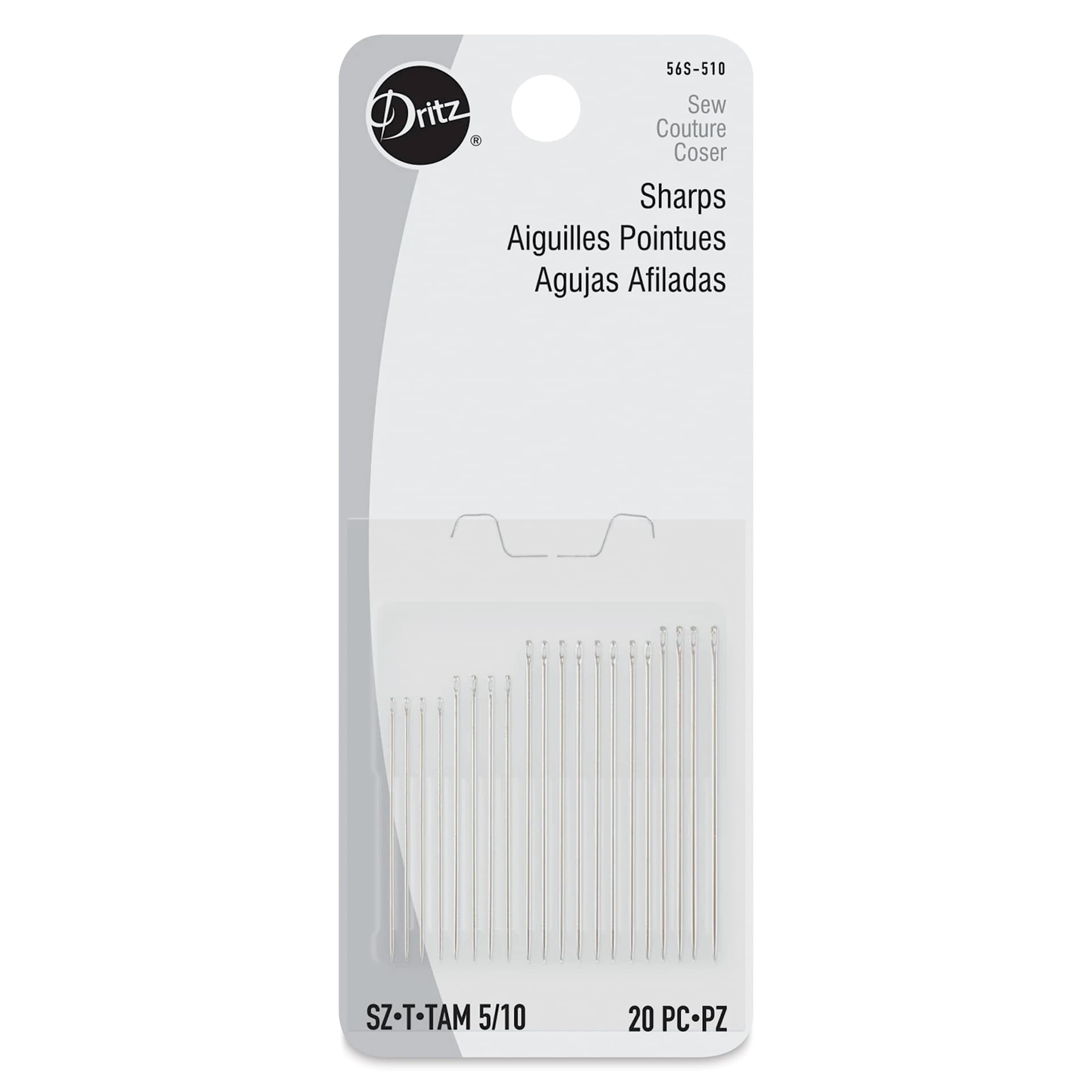 Dritz Sharps Hand Needles - Size 5/10, Pkg of 20