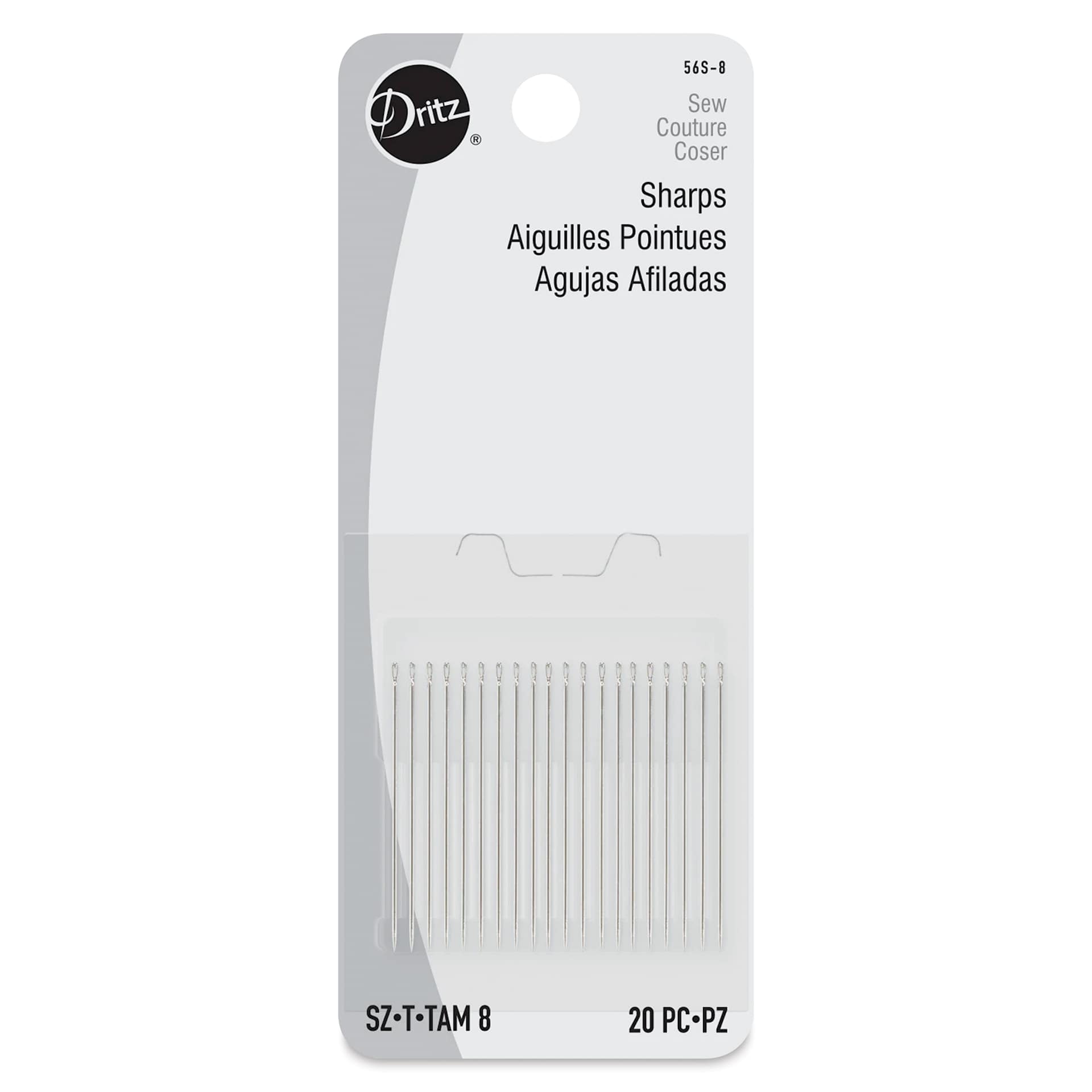 Dritz Sharps Hand Needles - Size 8, Pkg of 20