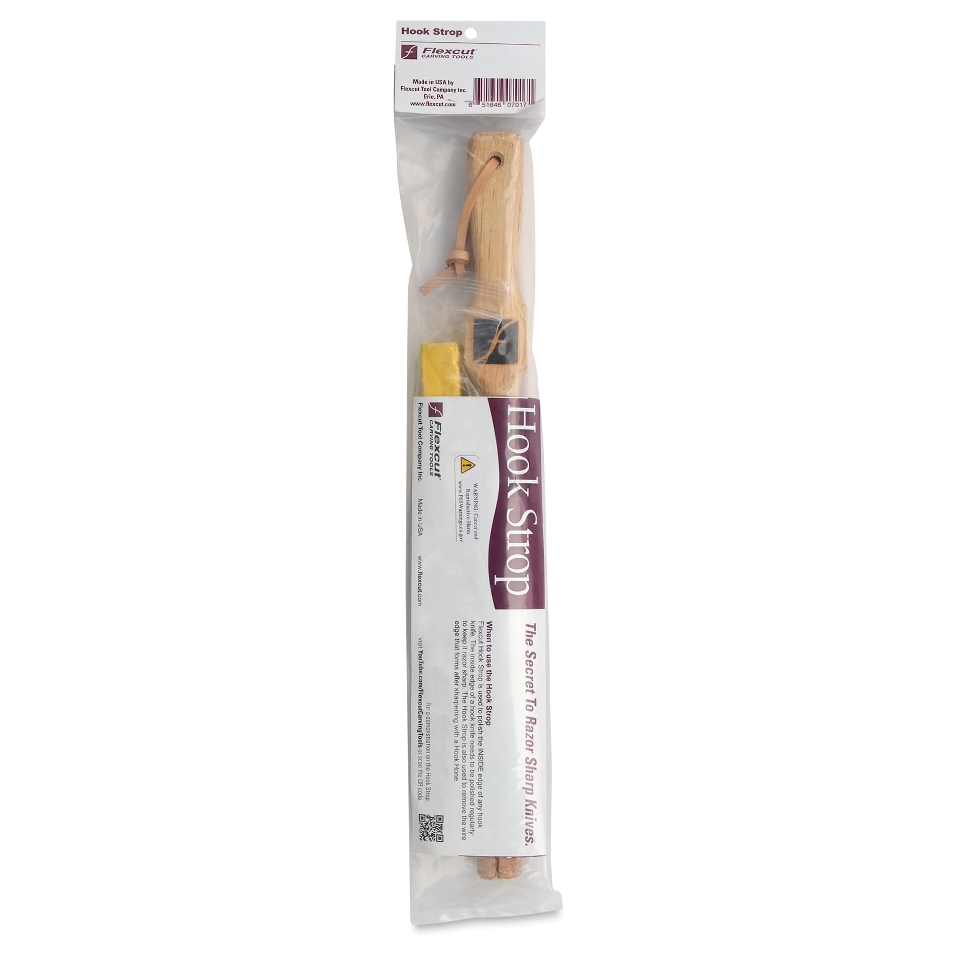 Flexcut Hook Strop, back of packaging