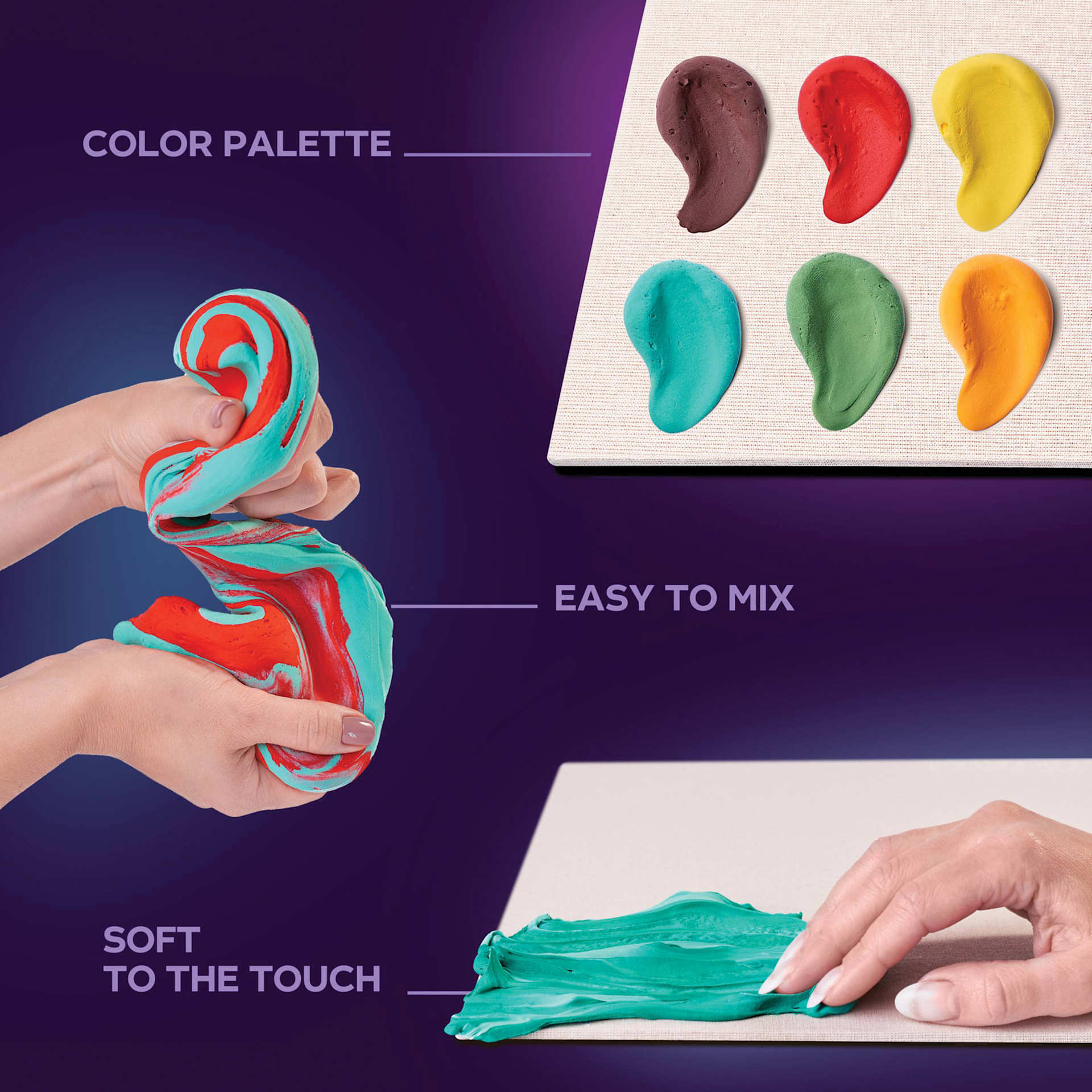Okto Sensory Art DIY 3D Clay Painting Kit - Sunflowers - features