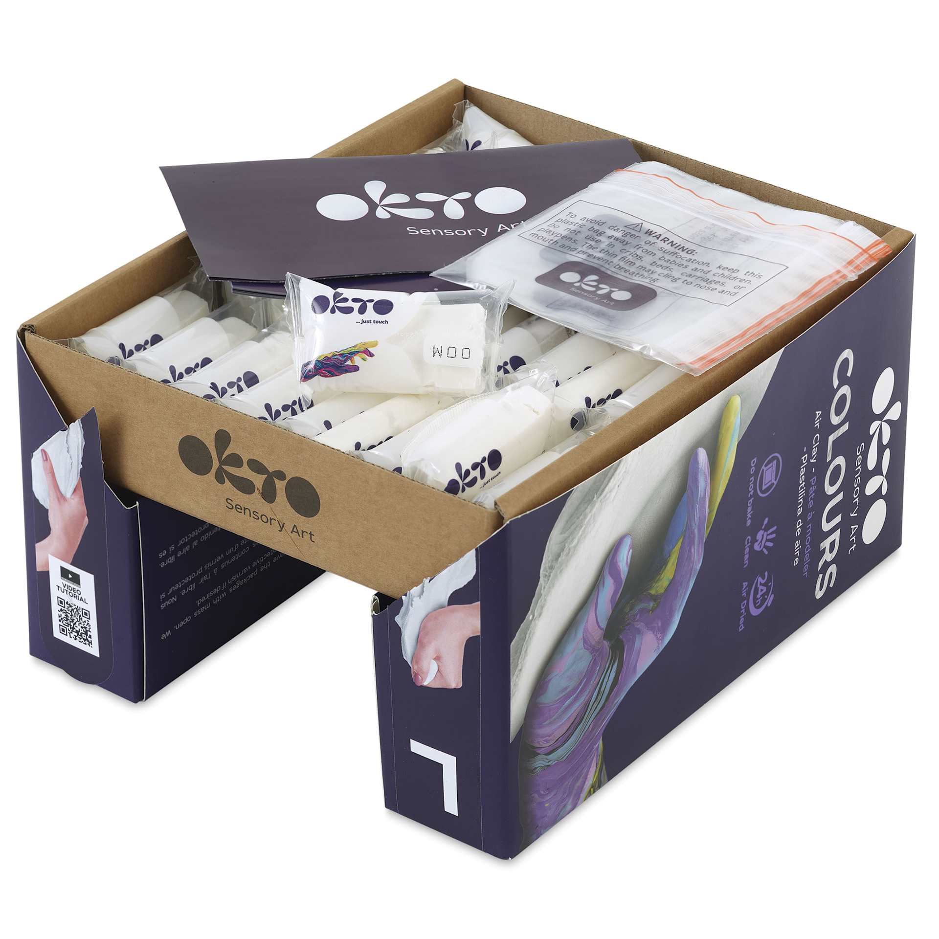 Okto Sensory Art Colours Air Clay - White, Pkg of 30 - contents